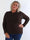 Elowen - Plus size strikbluse med blondekanter ved halsudskæringen og ærmerne