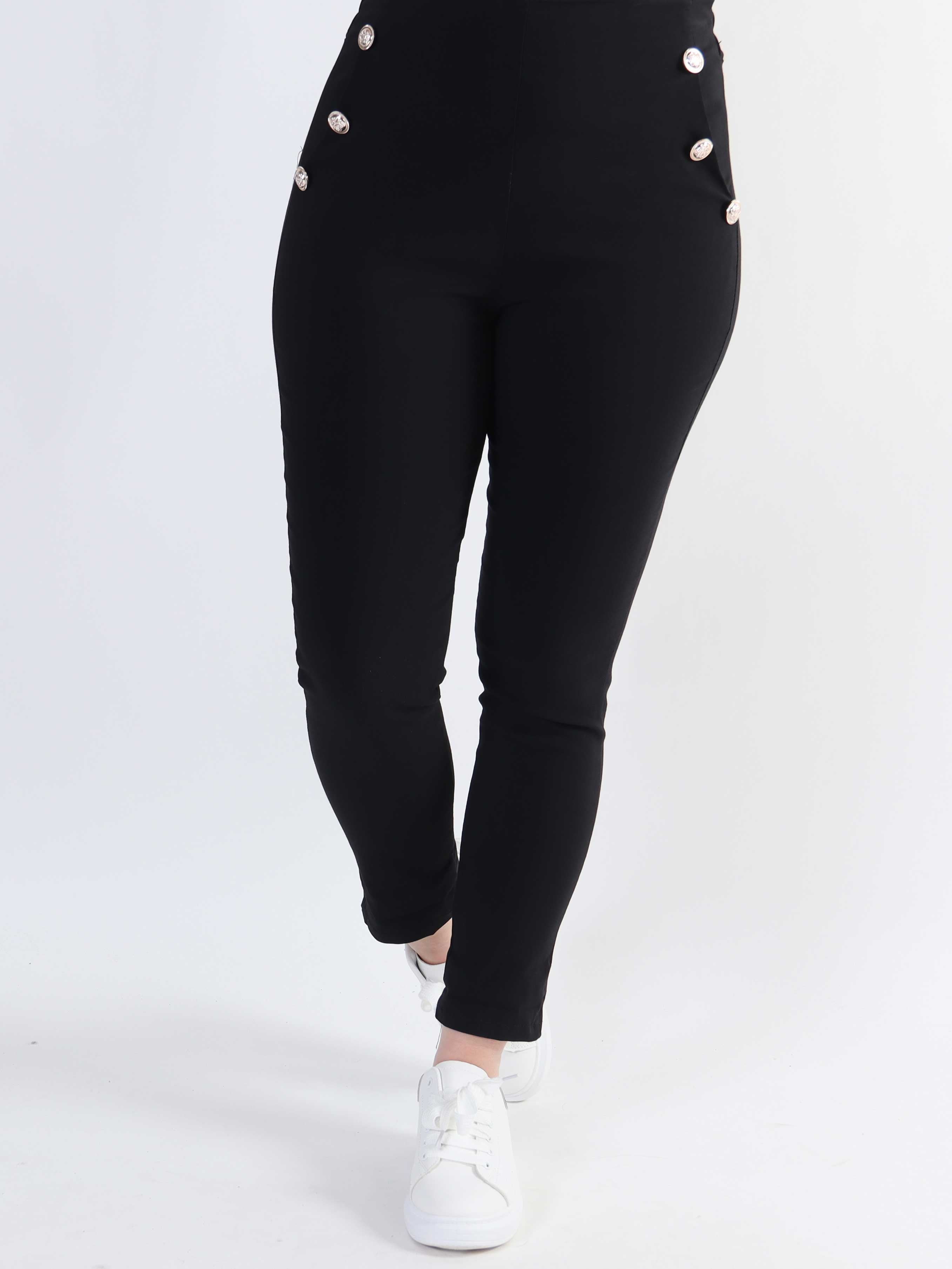 Emma - Leggings med elastikkant i livet og guld knapper