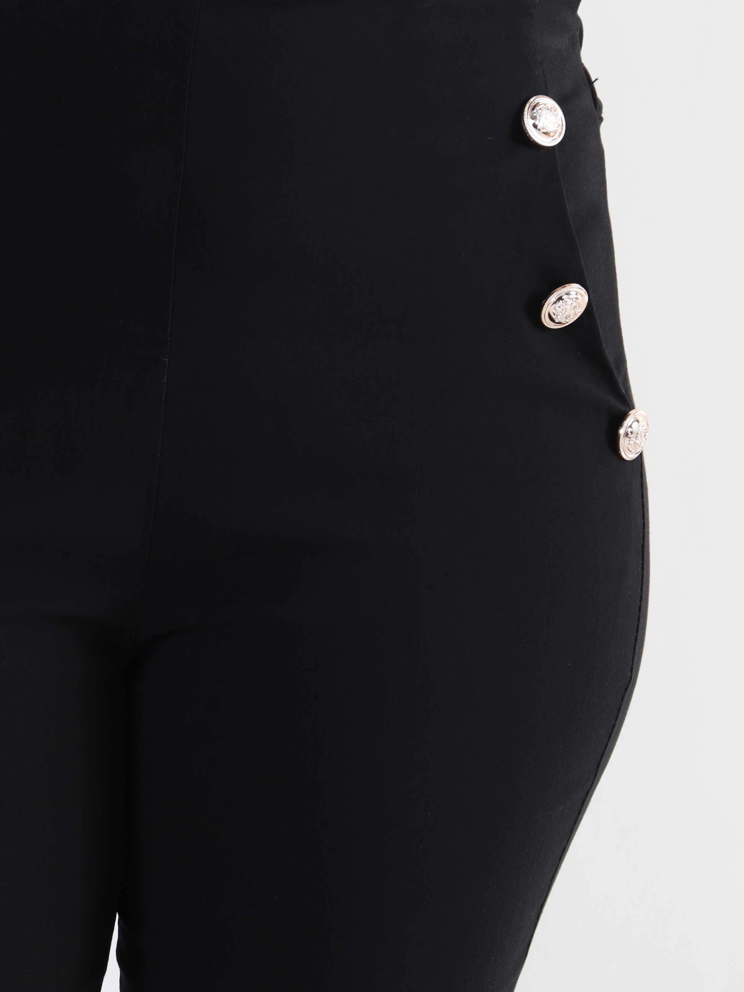 Emma - Leggings med elastikkant i livet og guld knapper