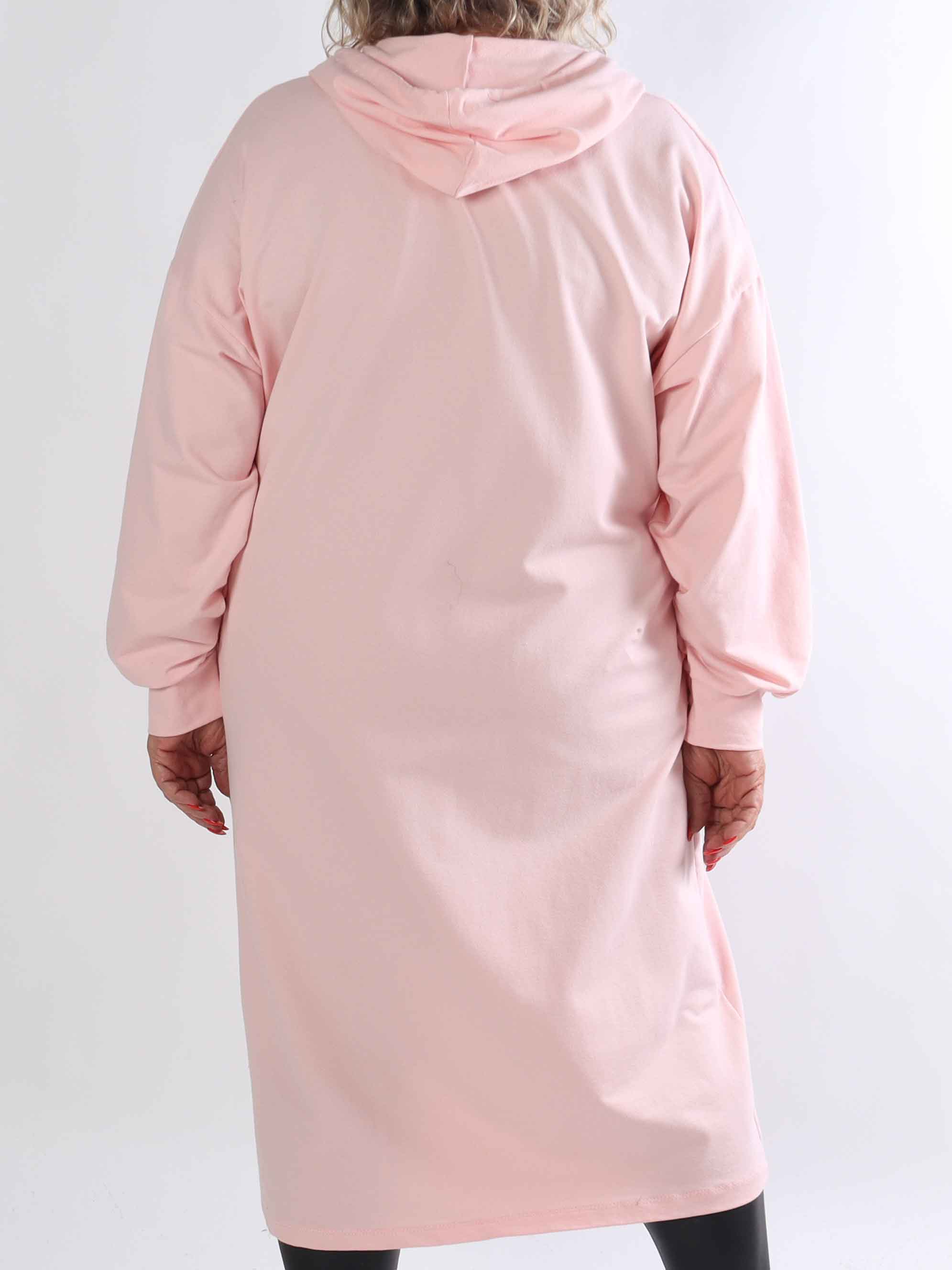 Erika - Plus size blød hoodiekjole i bomuld med “Copenhagen”-print på brystet