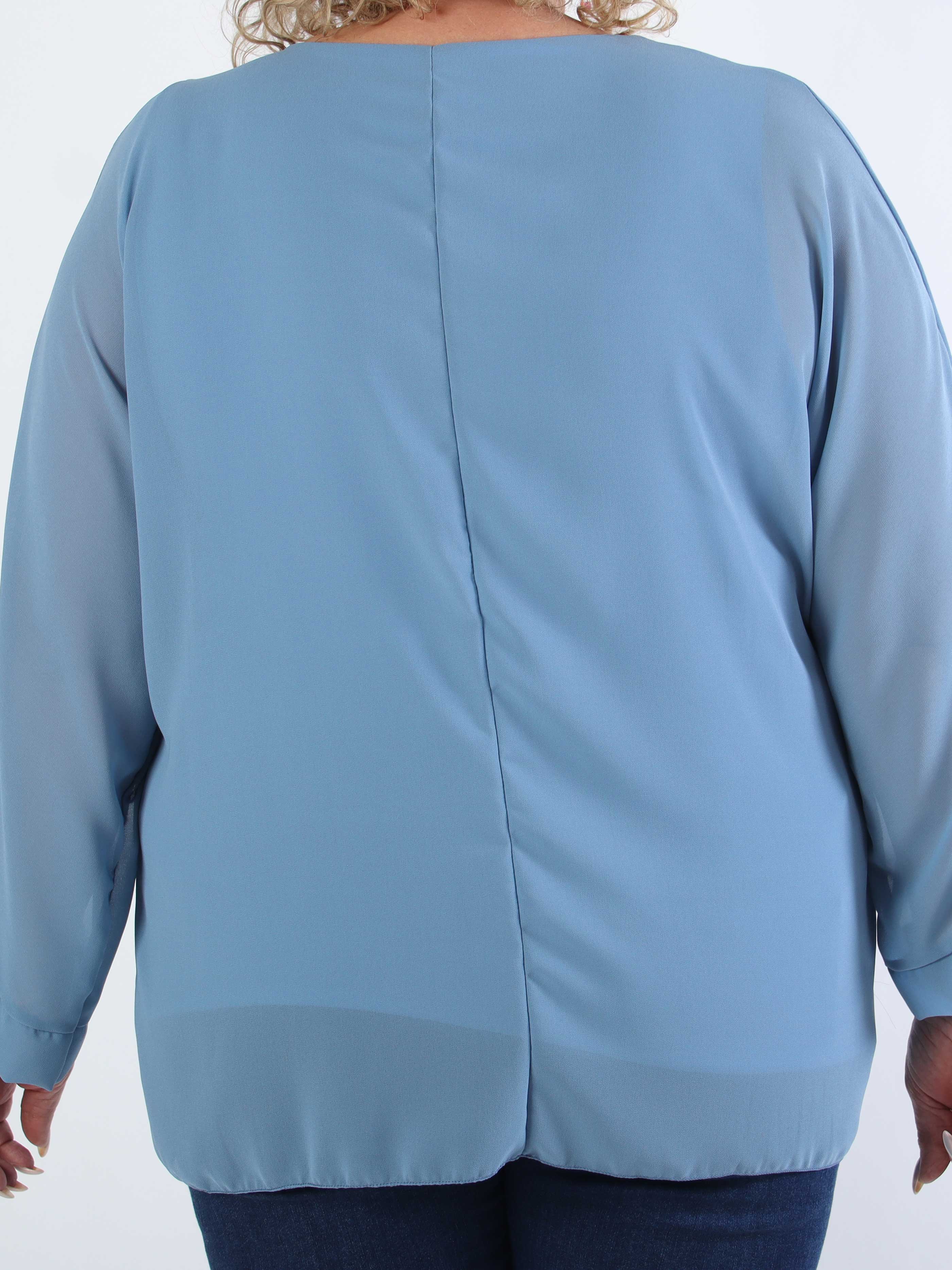 Flores - Plus size tunika med chiffonlag og semi-transparente ærmer