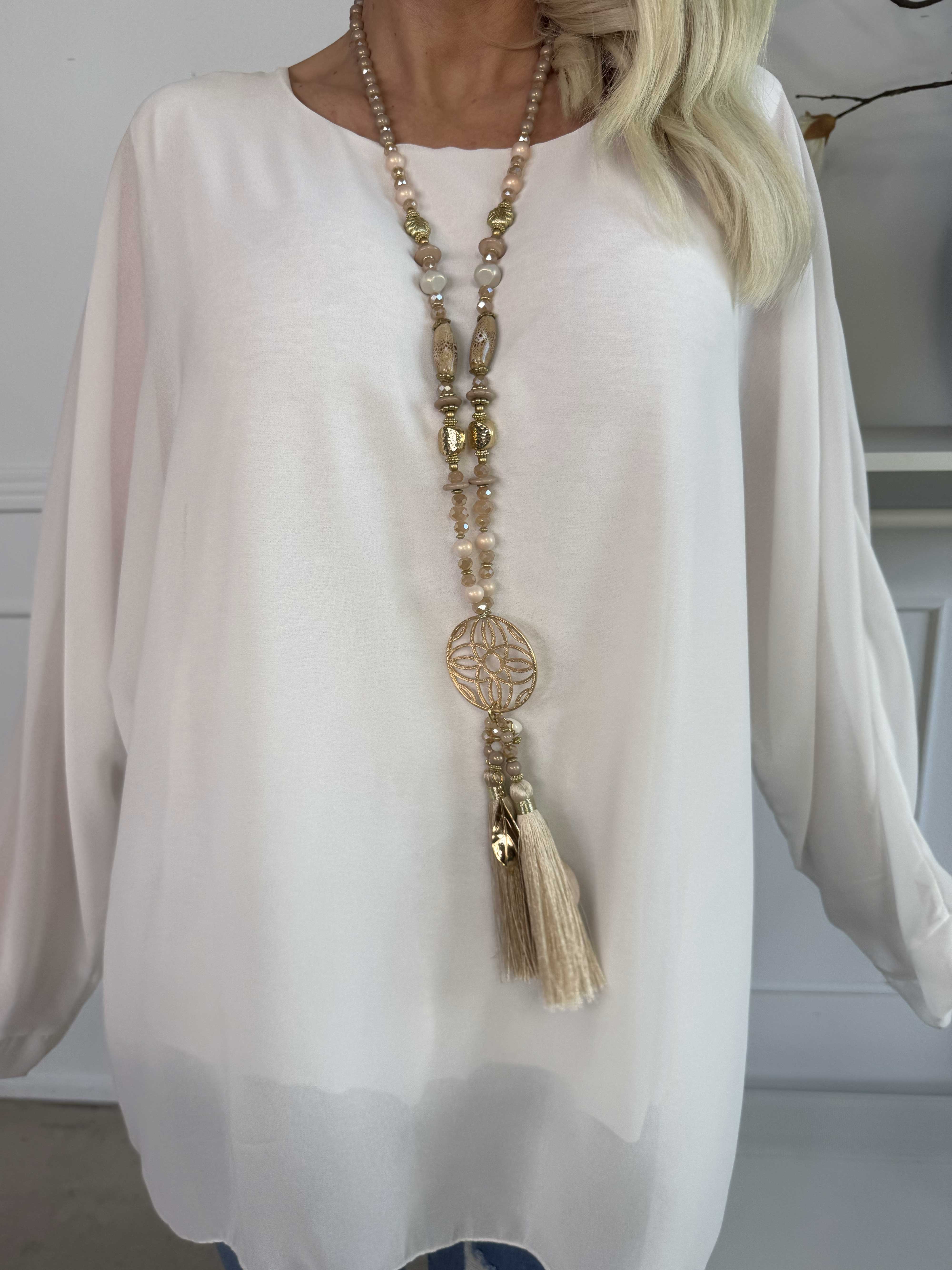 Flores - Tunika med chiffonlag og semi-transparente ærmer