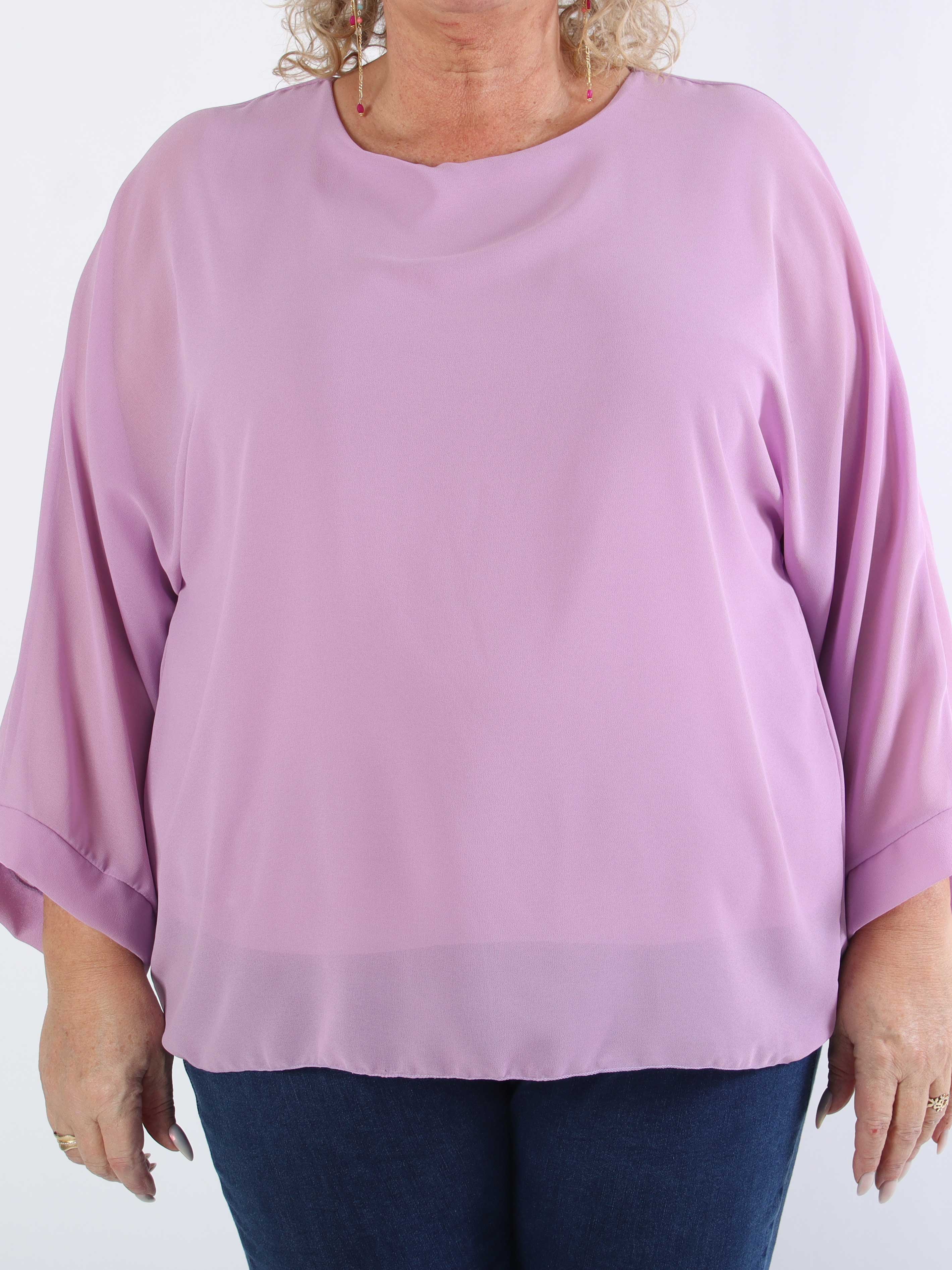 Flores - Plus size tunika med chiffonlag og semi-transparente ærmer