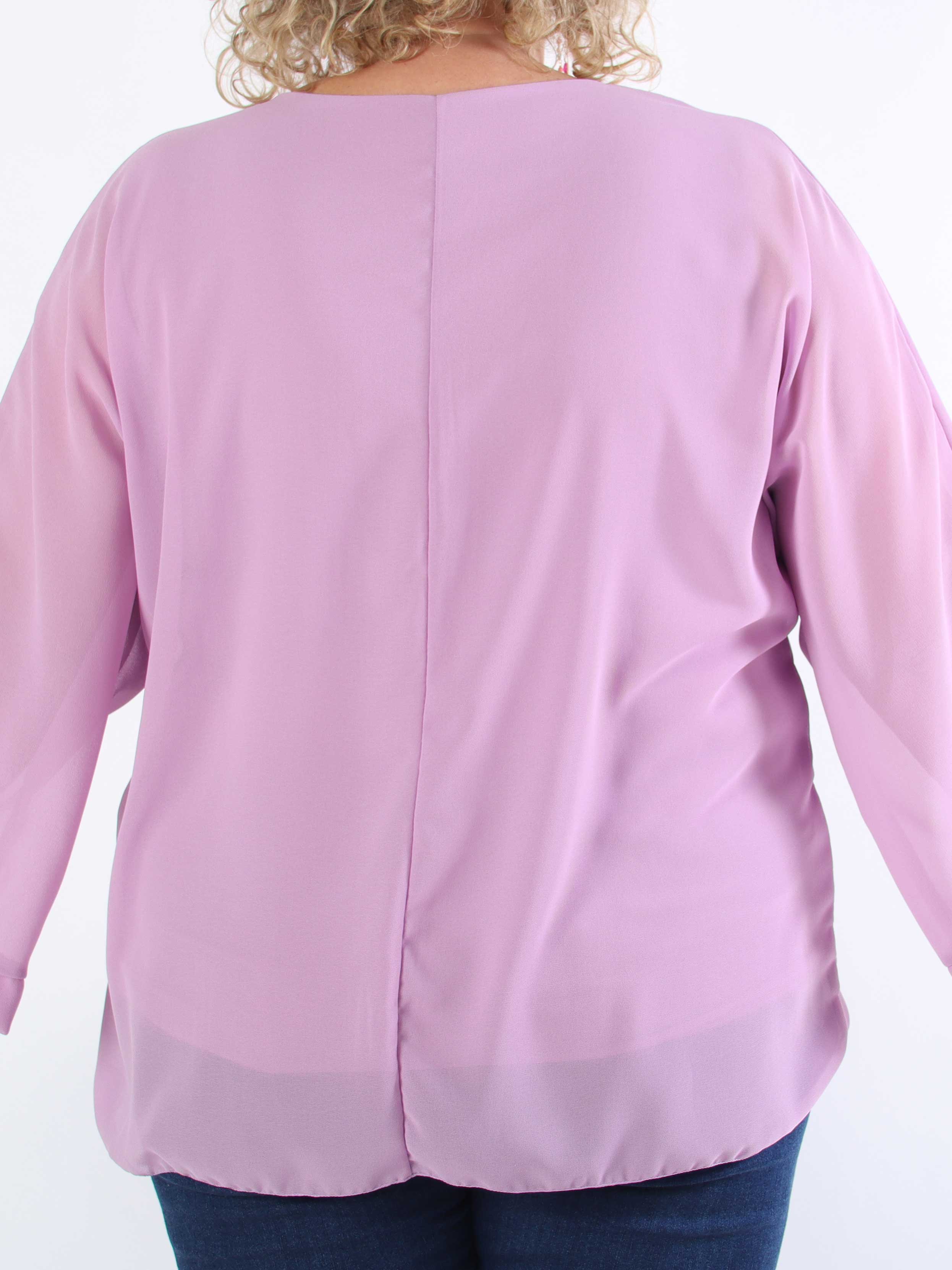 Flores - Plus size tunika med chiffonlag og semi-transparente ærmer