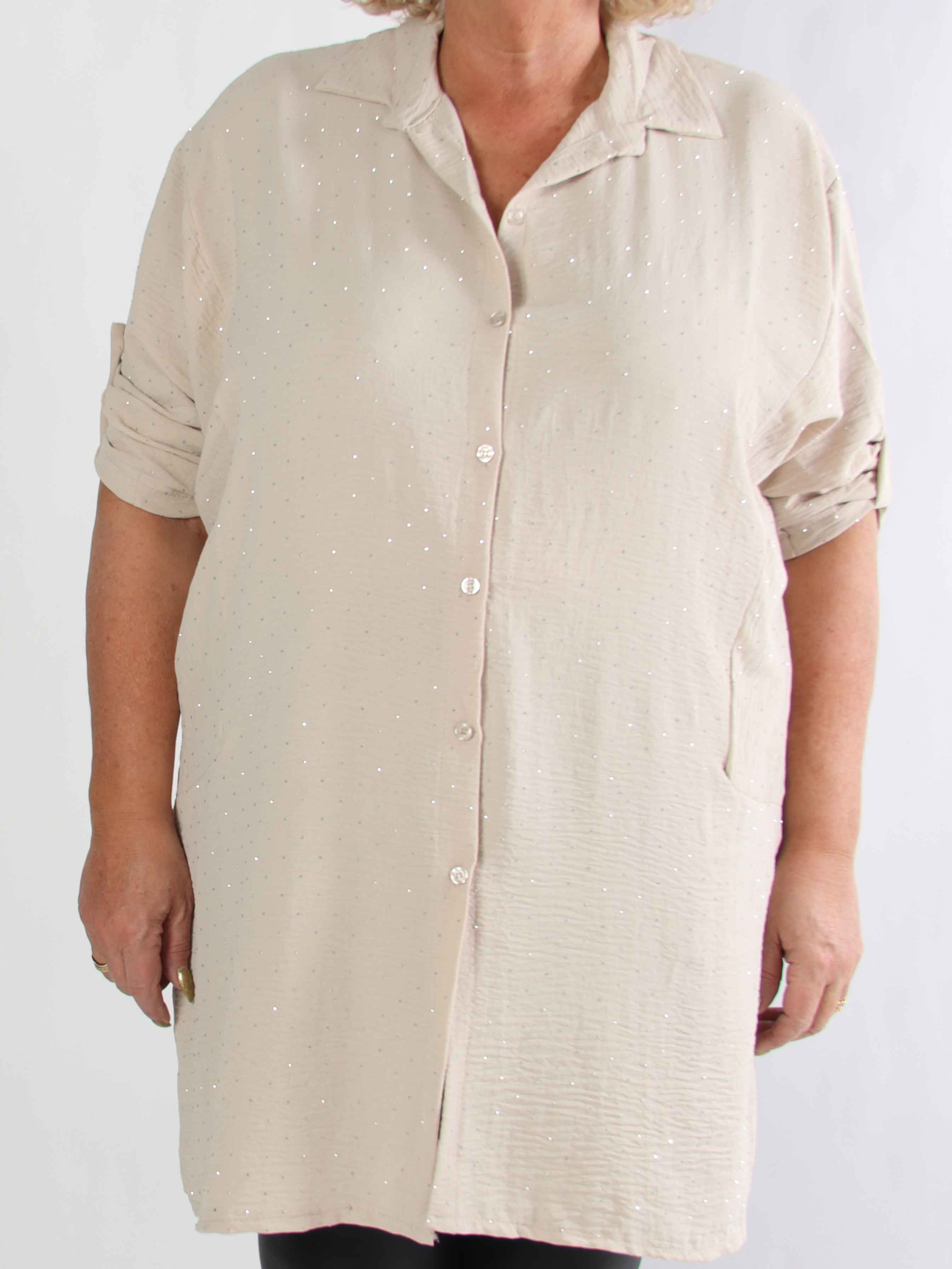 Franci - Plus size skjortekjole i viskose med similisten