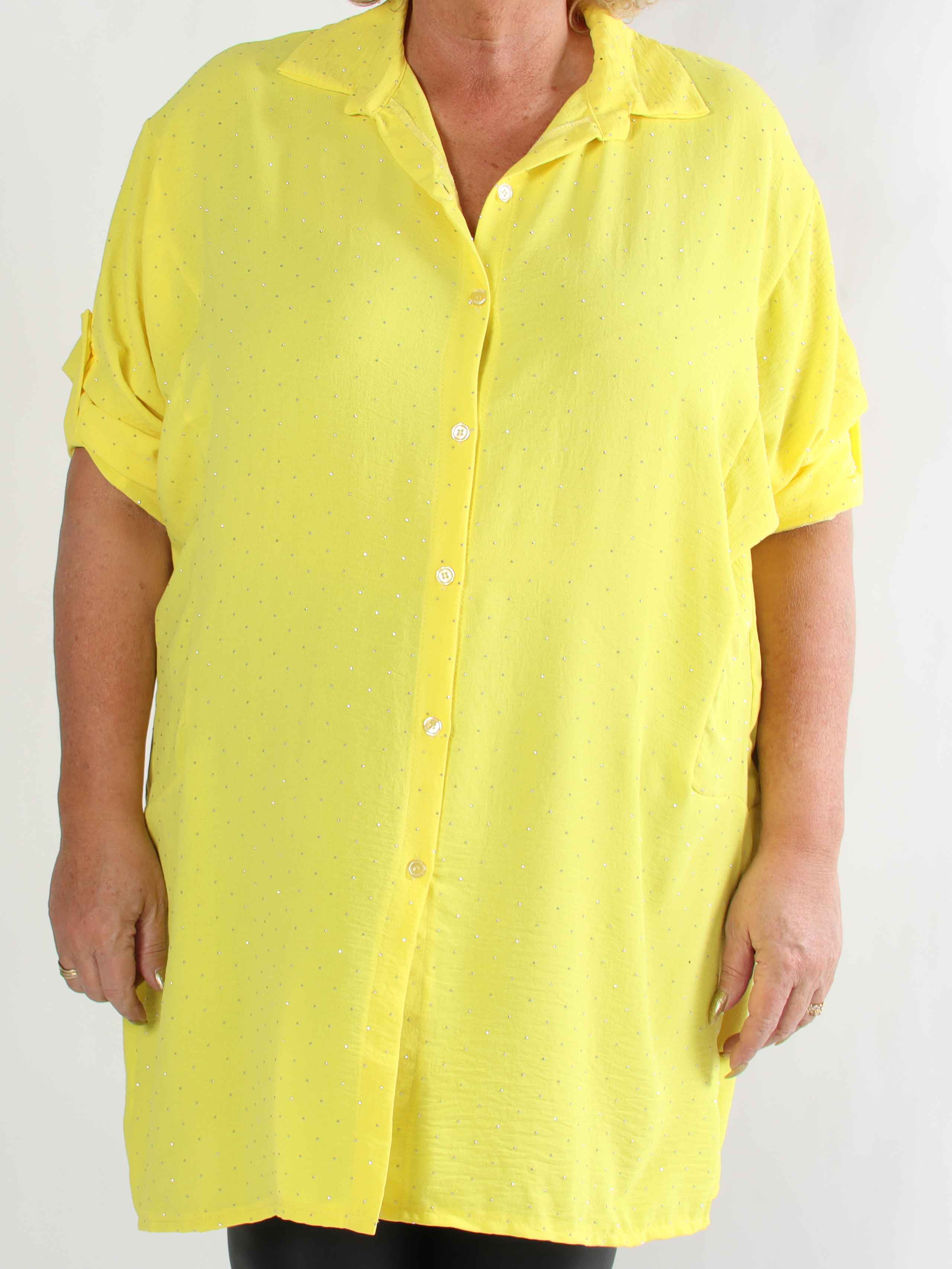 Franci - Plus size skjortekjole i viskose med similisten