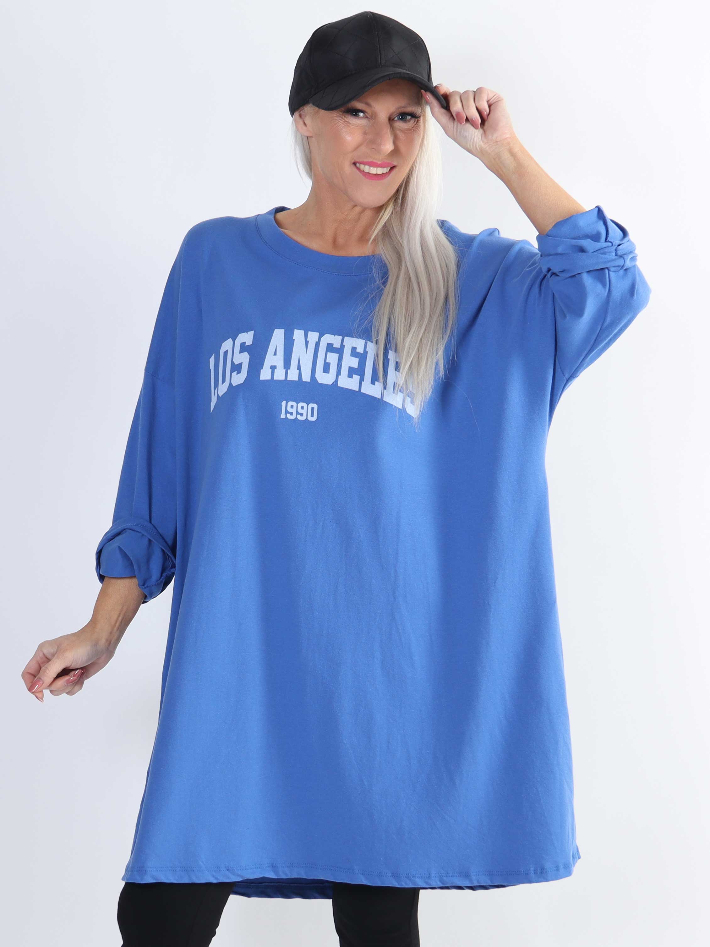 Haniya - Plus size joggingkjole i viskose med Los Angeles stående