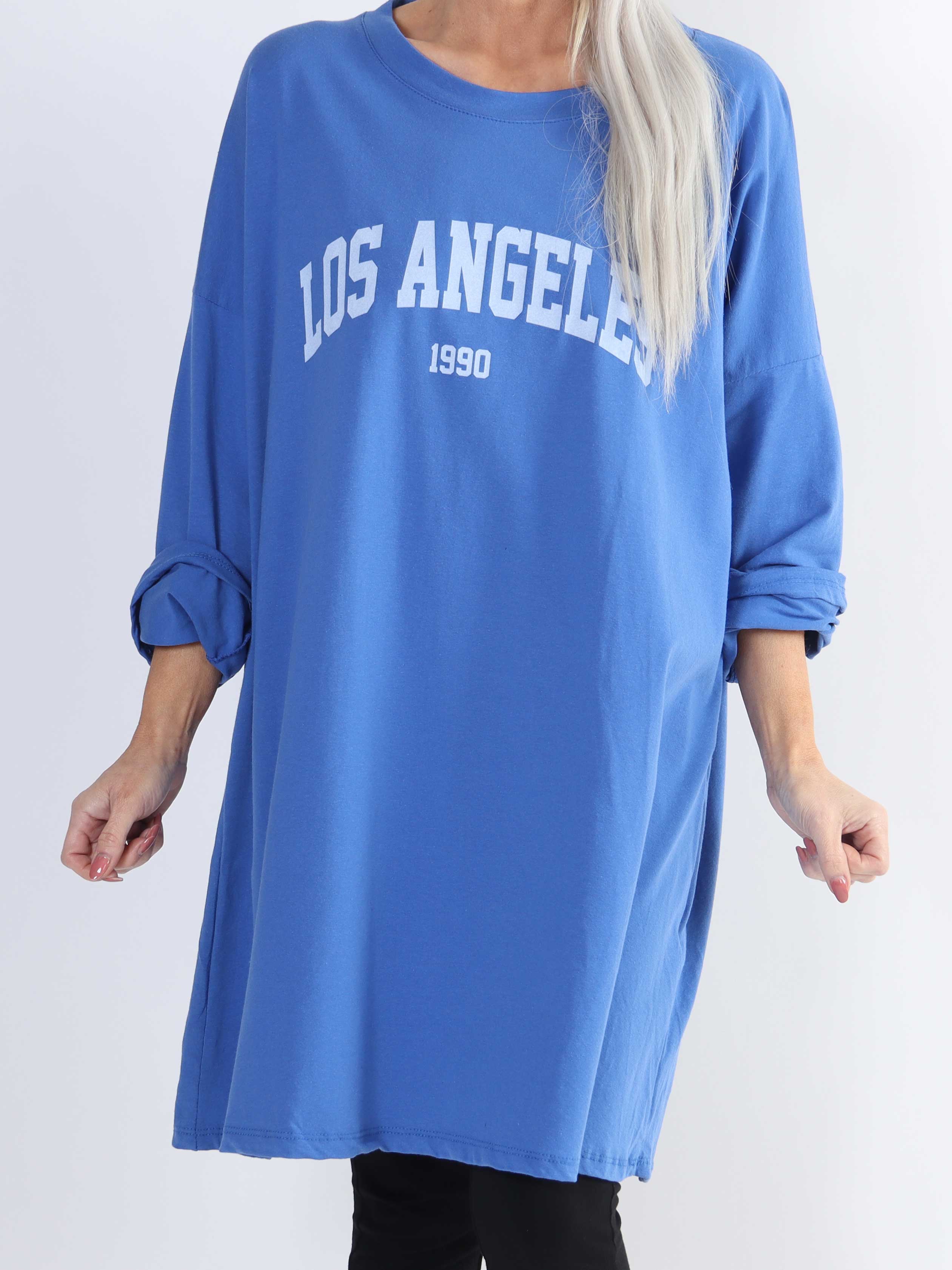 Haniya - Plus size joggingkjole i viskose med Los Angeles stående