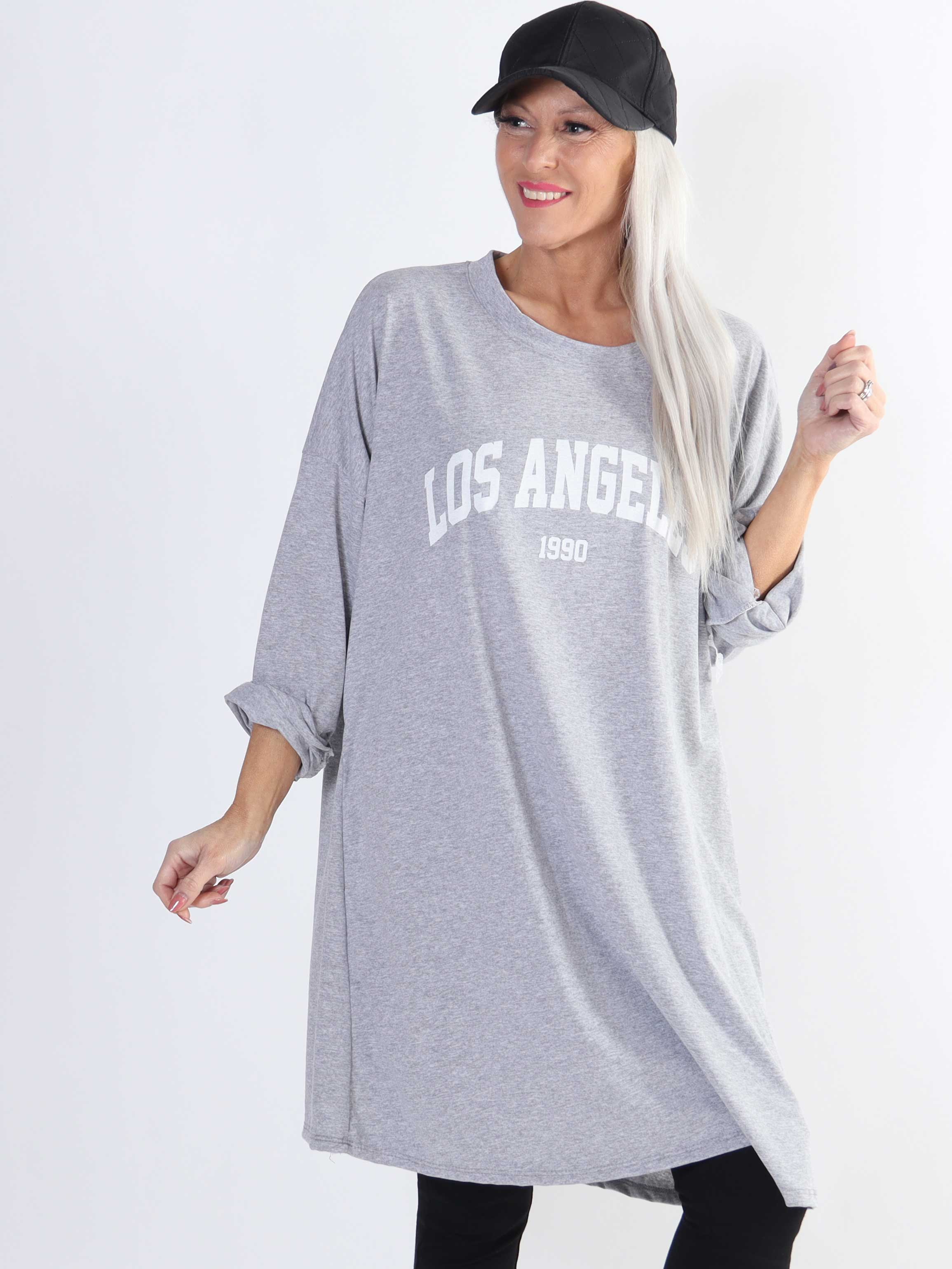 Haniya - Plus size joggingkjole i viskose med Los Angeles stående