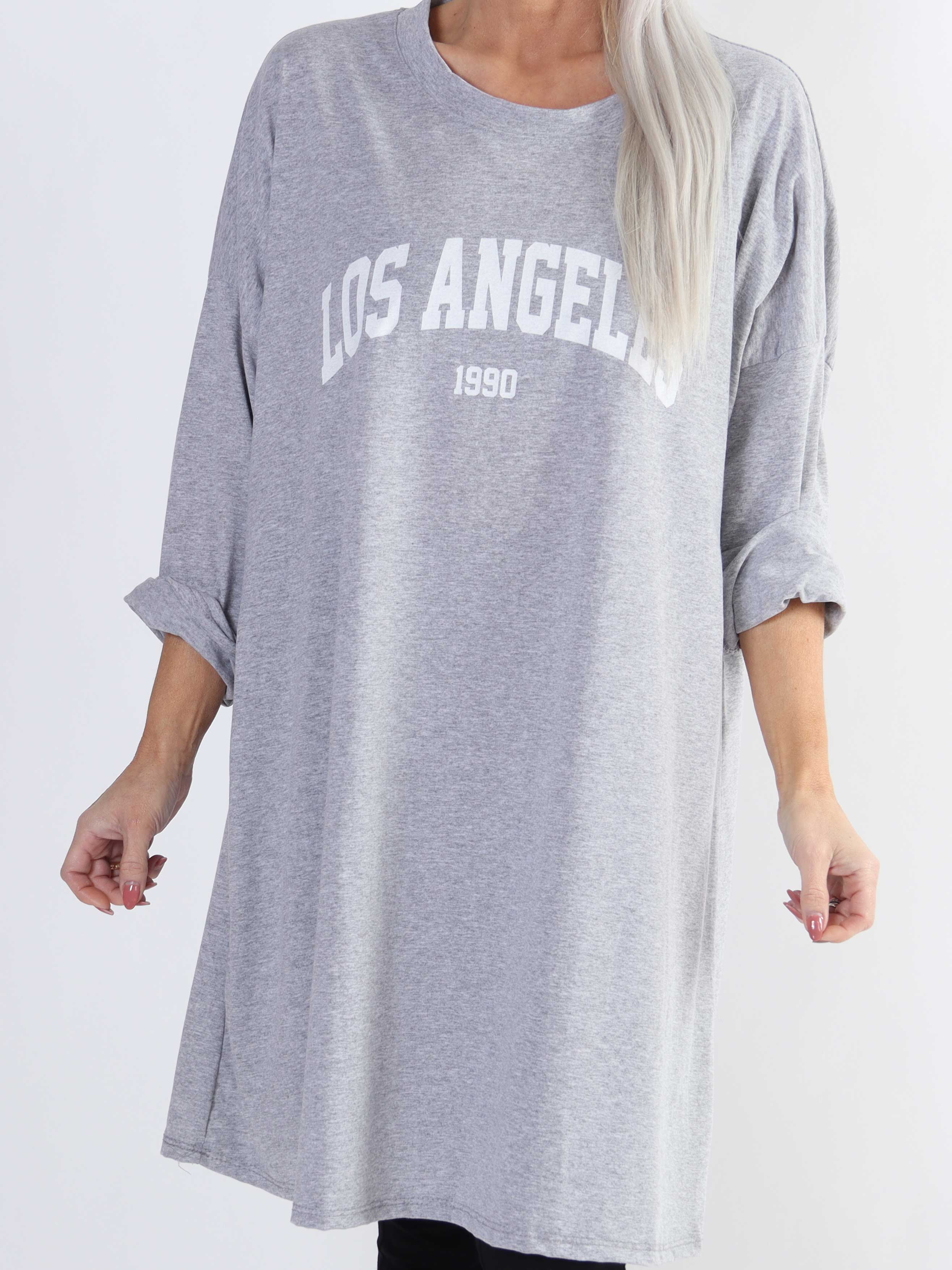 Haniya - Plus size joggingkjole i viskose med Los Angeles stående