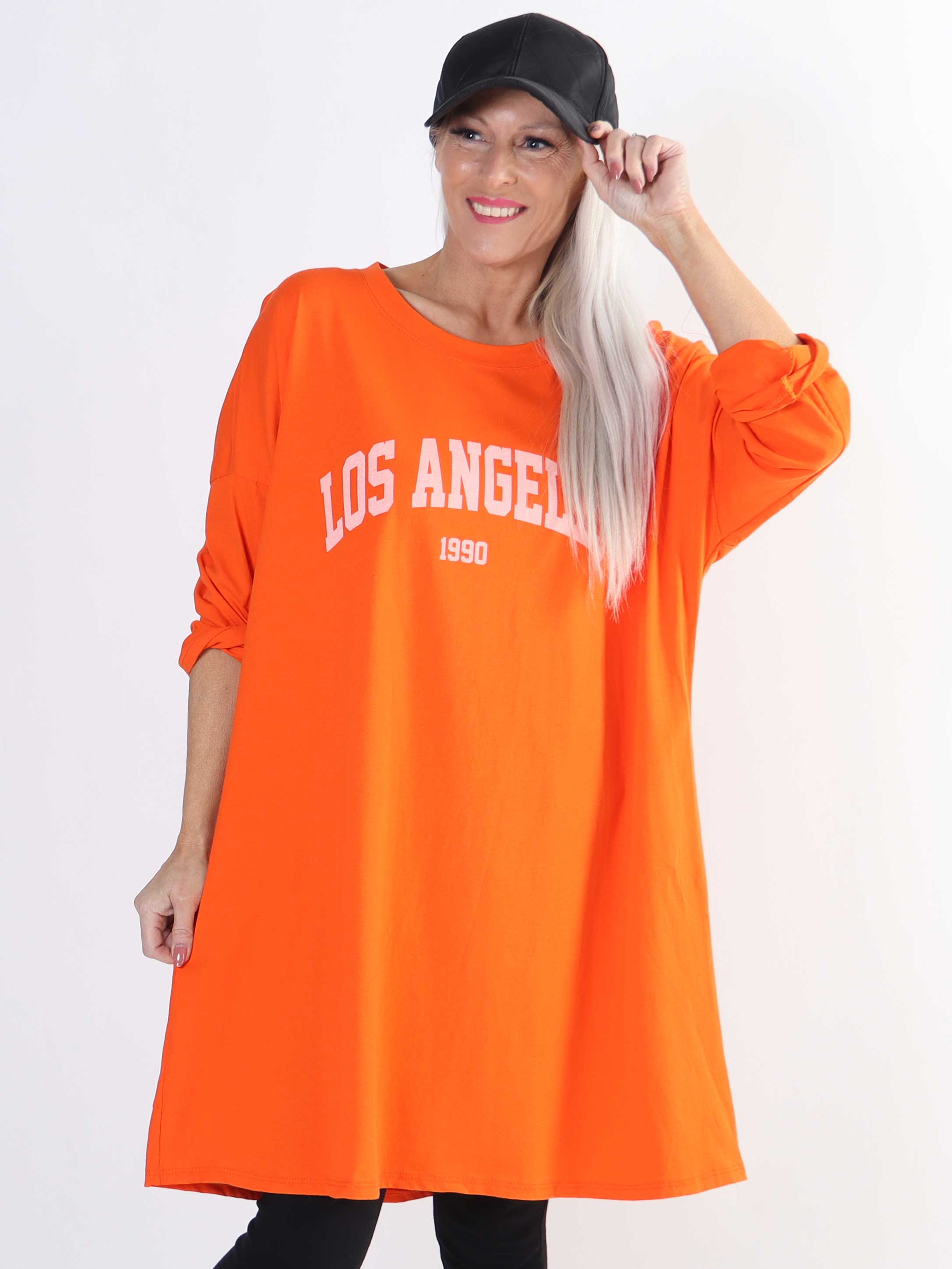 Haniya - Plus size joggingkjole i viskose med Los Angeles stående