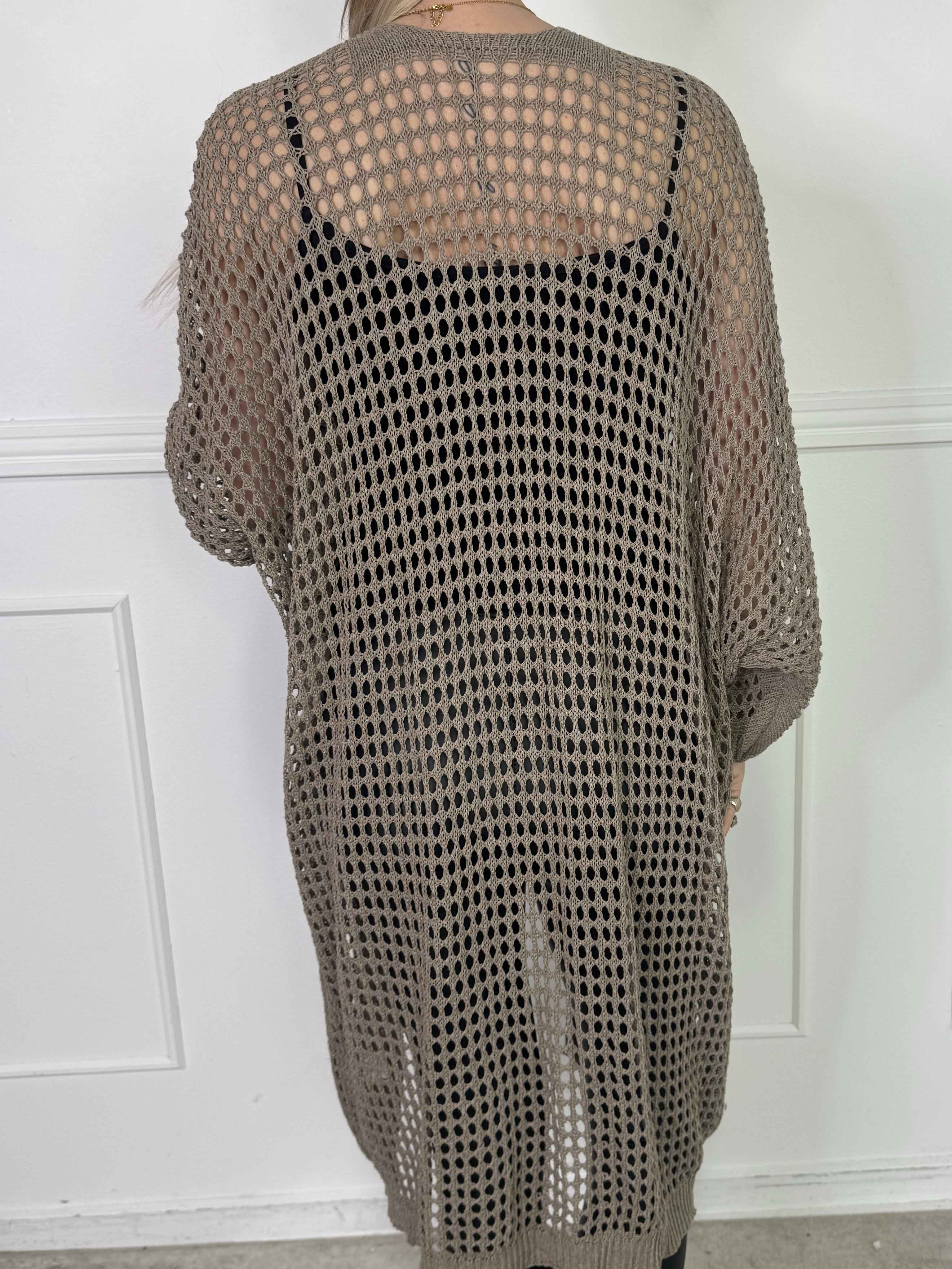 Hillary - Hæklet cardigan med hulmønster i bomuldsblanding