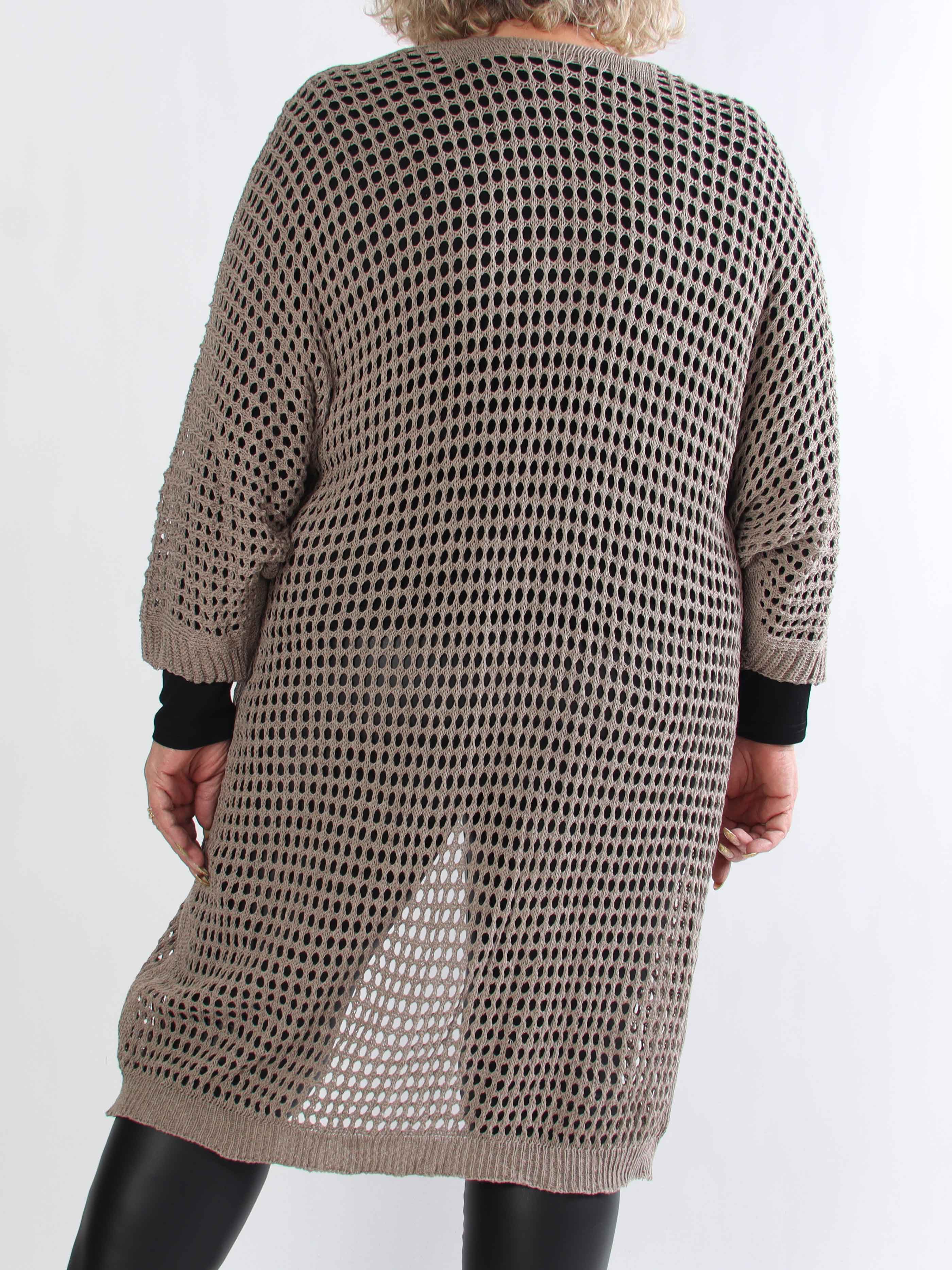 Hillary - Hæklet plus size cardigan med hulmønster i bomuldsblanding