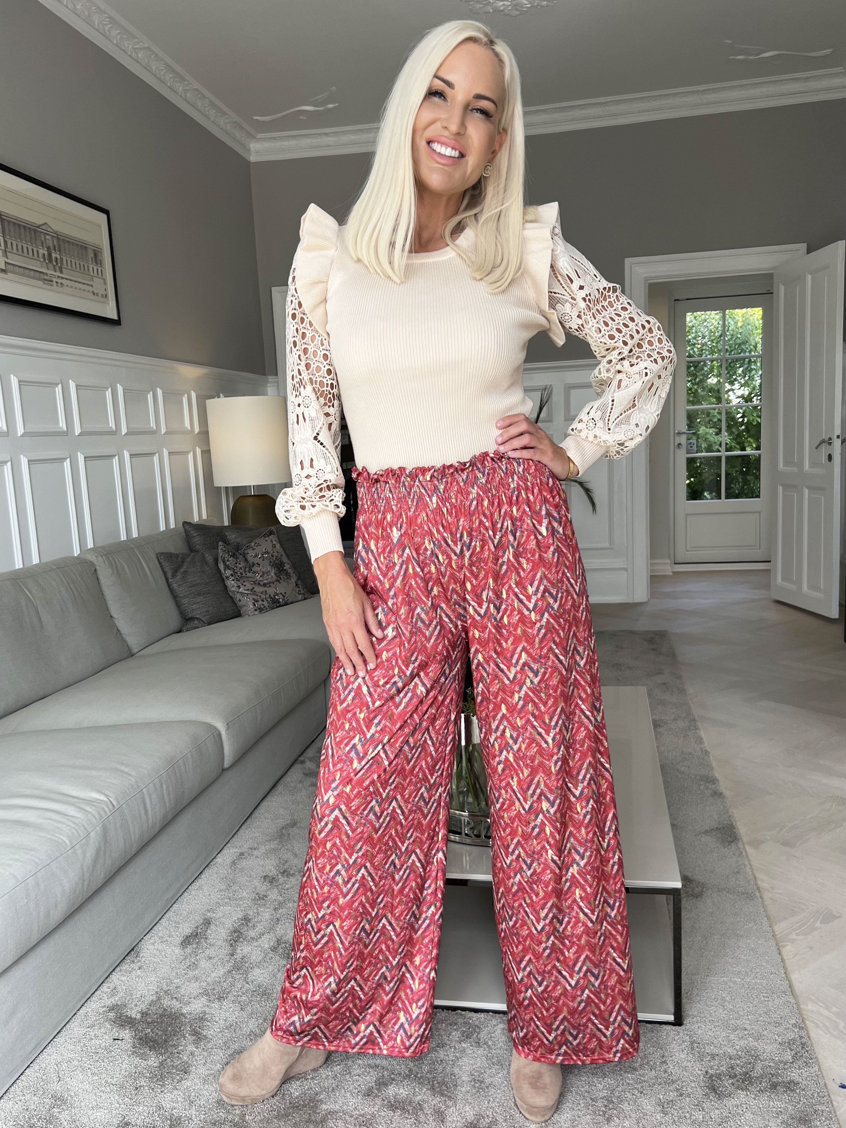 Pams Pants ZigZag - Løse mønstret bukser i elastisk stof