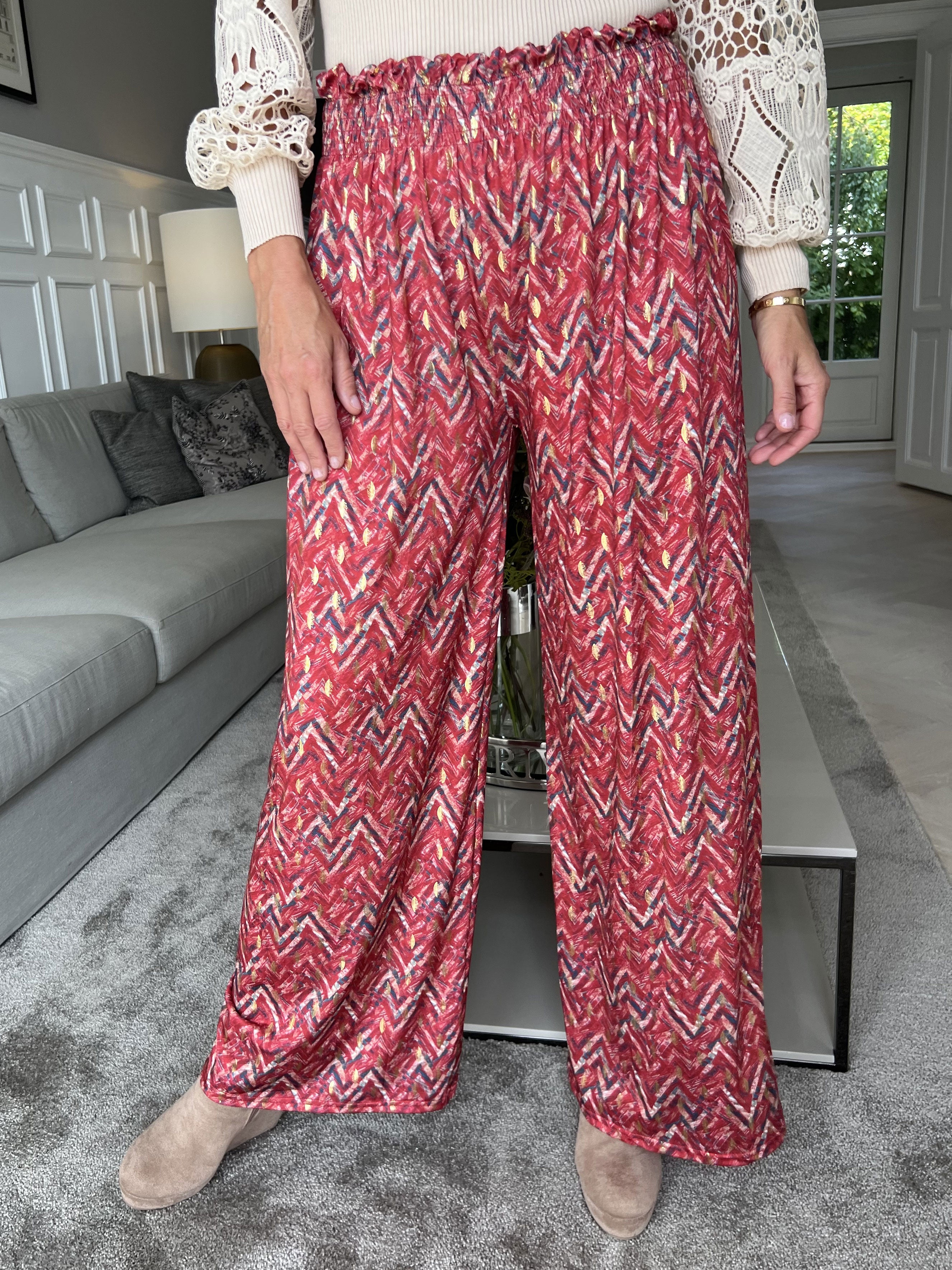 Pams Pants ZigZag - Løse mønstret bukser i elastisk stof