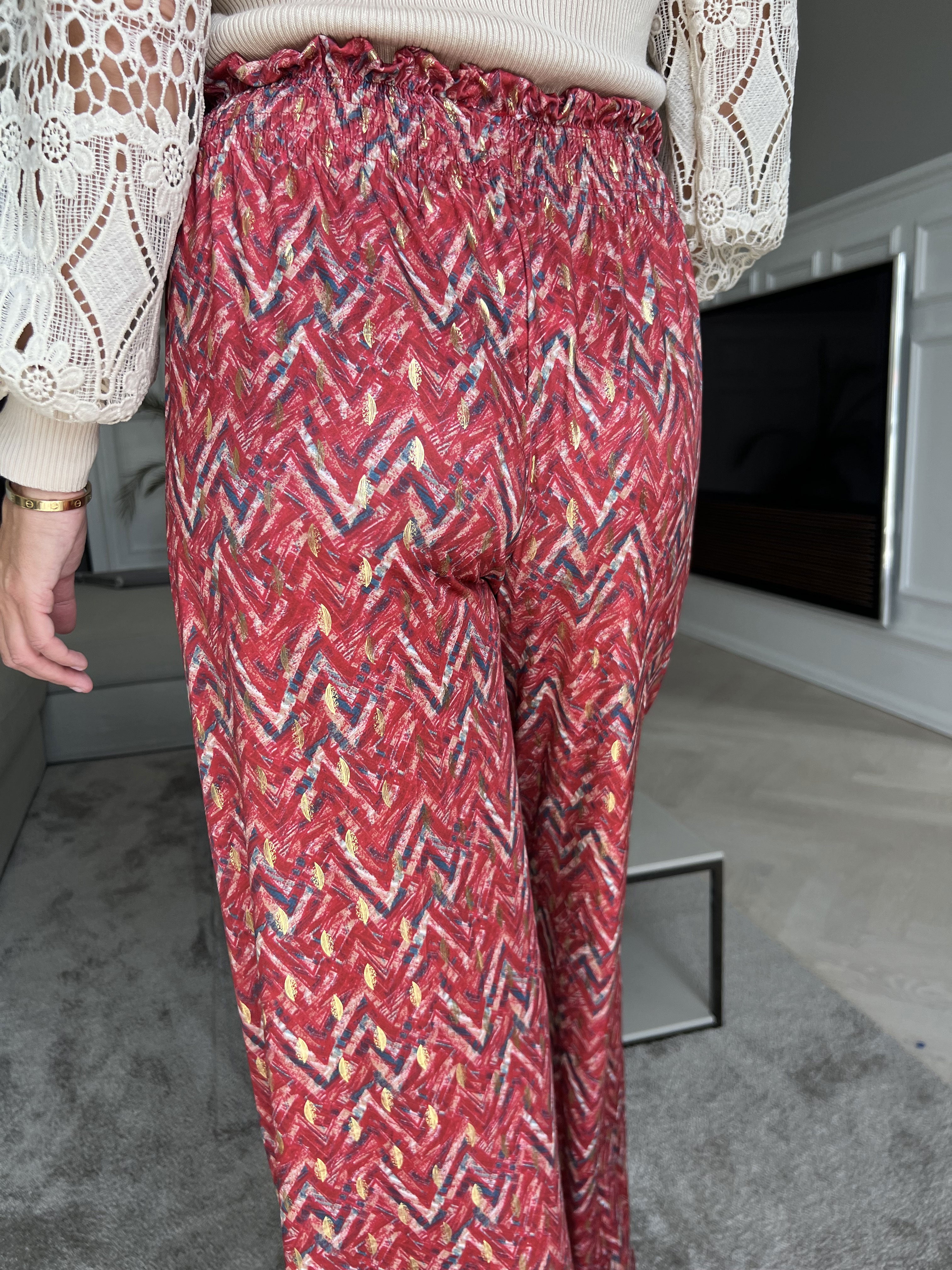 Pams Pants ZigZag - Løse mønstret bukser i elastisk stof