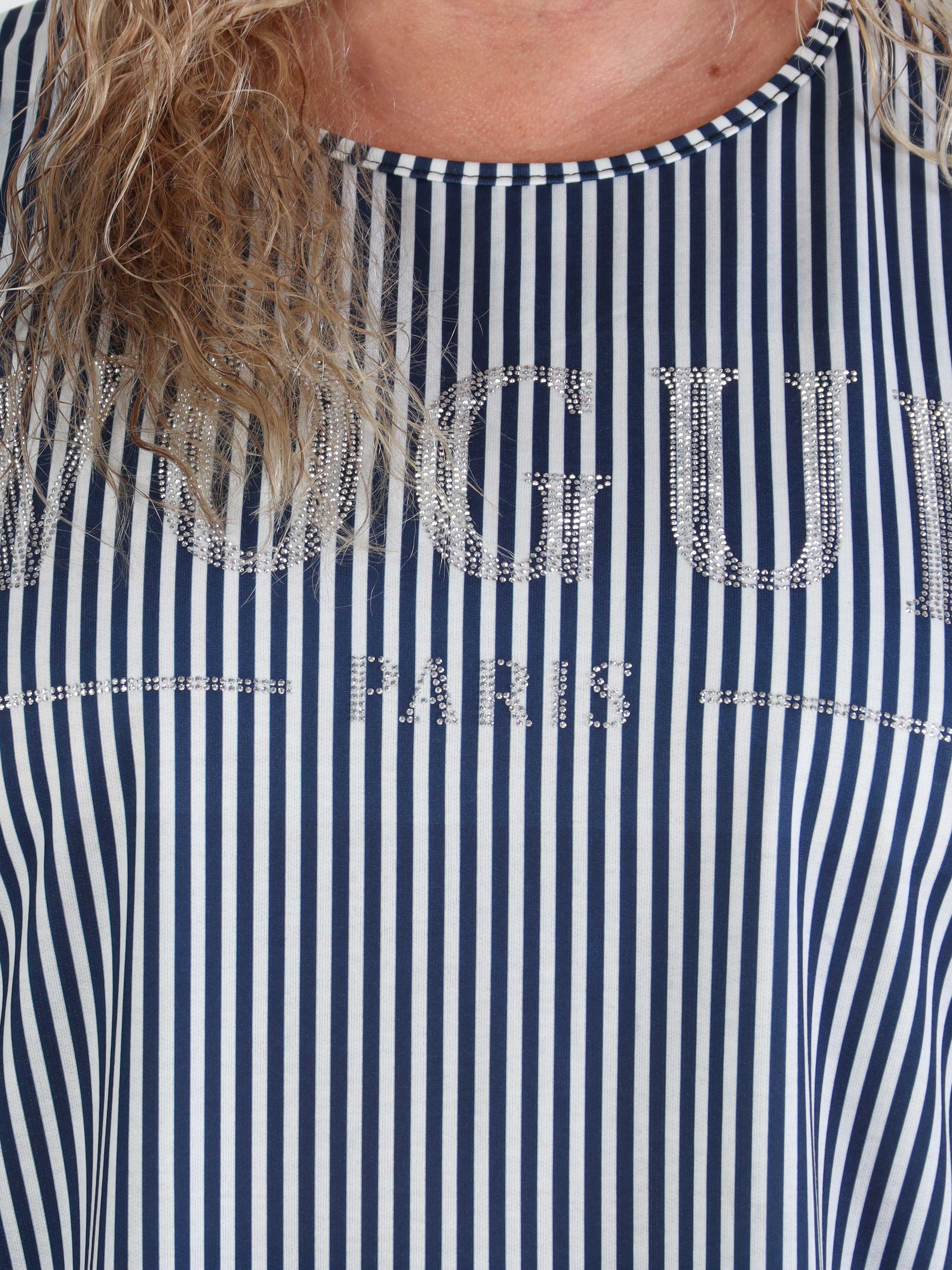 Mintu Stripe - Stribet plus size t-shirt med glittrende similisten