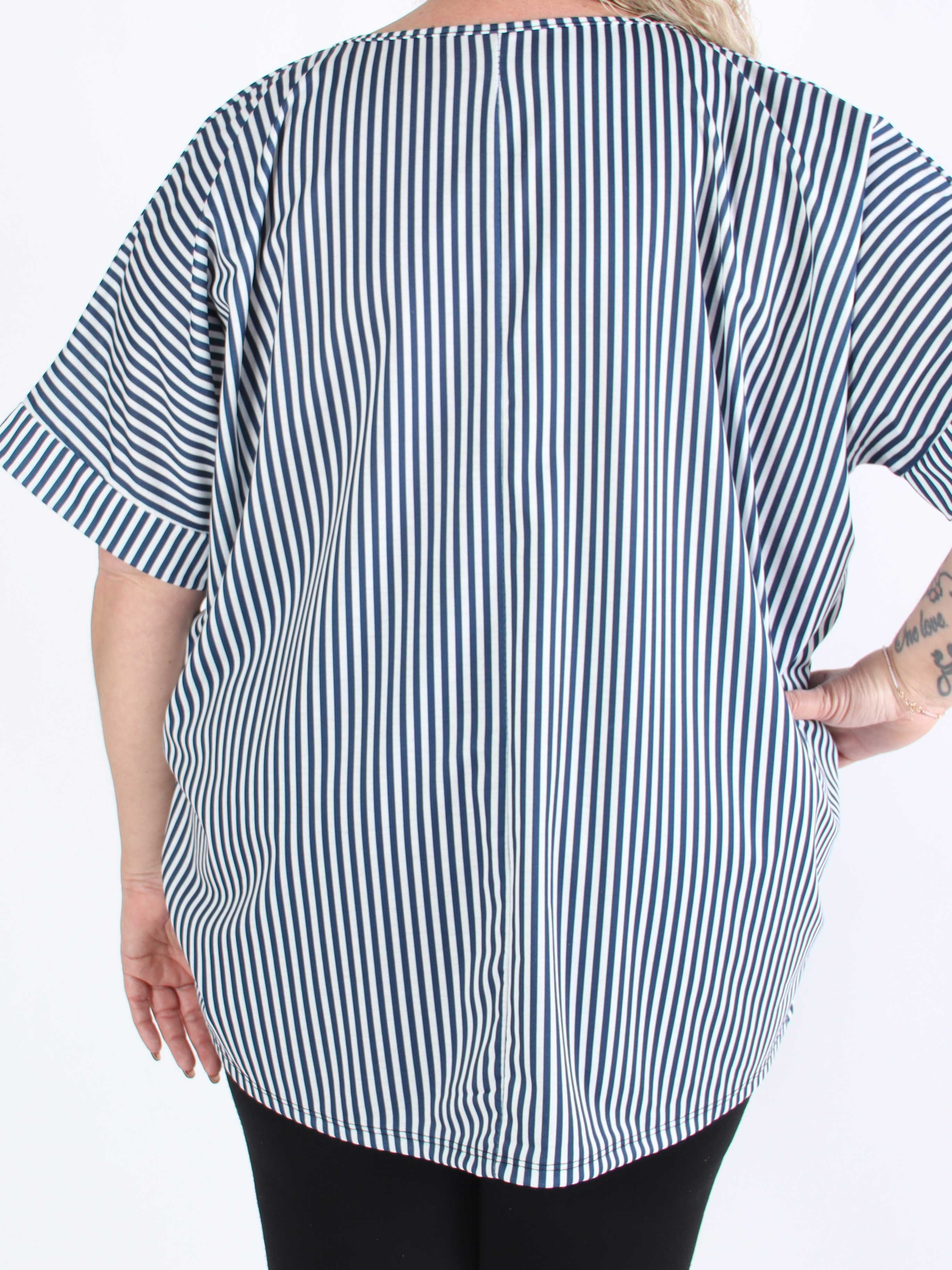 Mintu Stripe - Stribet plus size t-shirt med glittrende similisten
