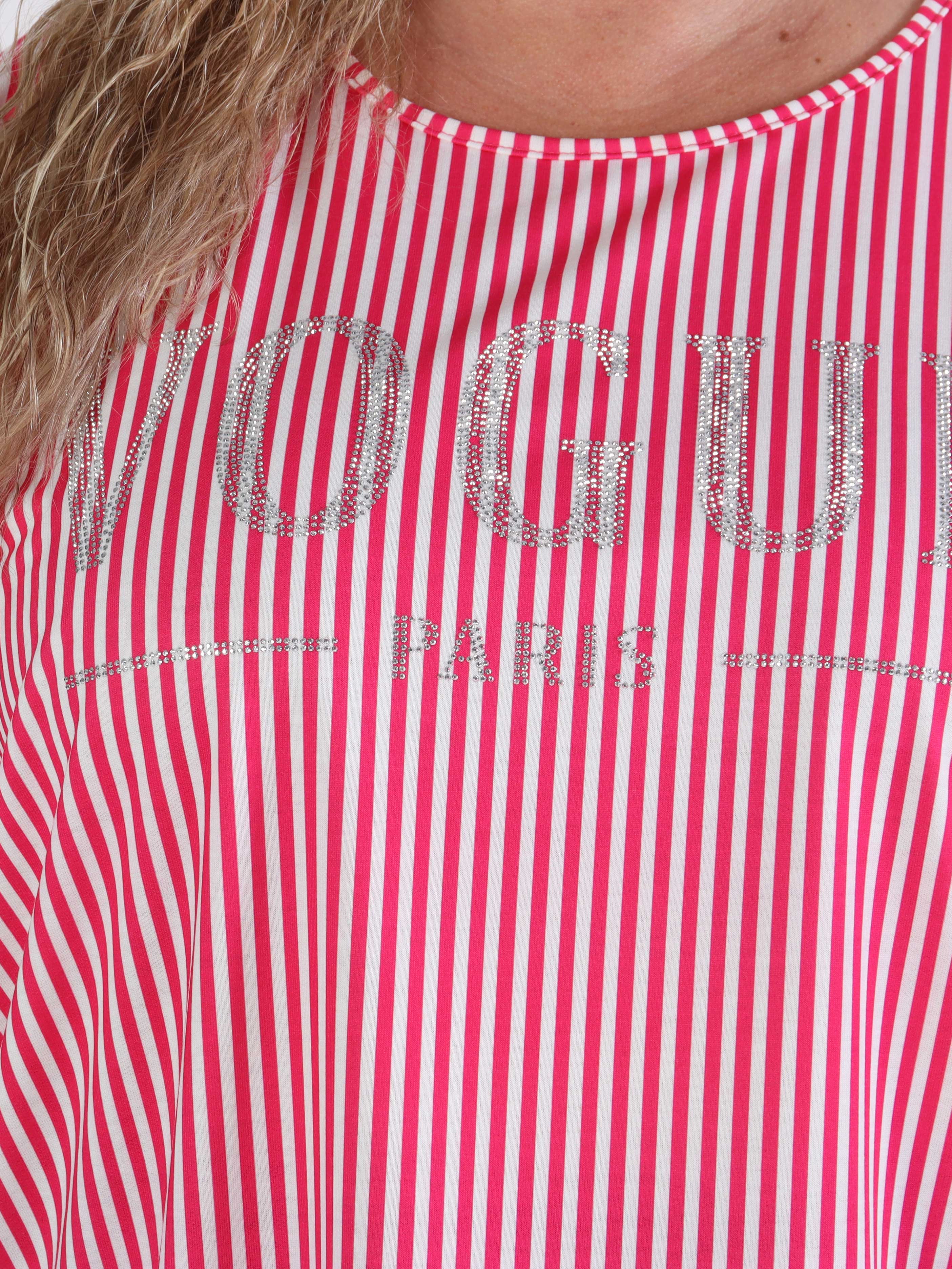 Mintu Stripe - Stribet plus size t-shirt med glittrende similisten