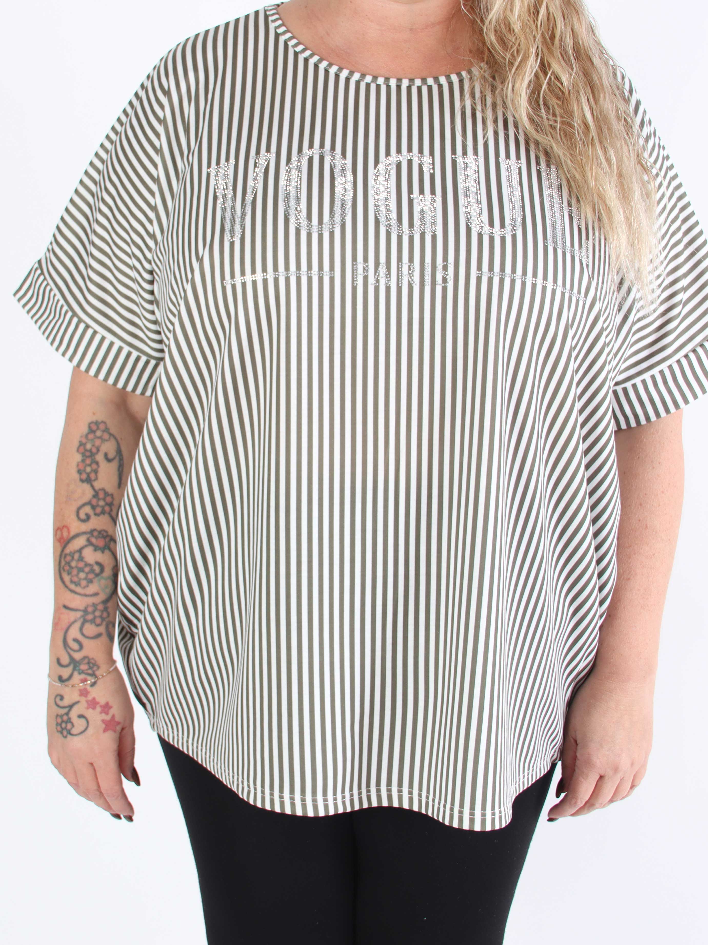 Mintu Stripe - Stribet plus size t-shirt med glittrende similisten