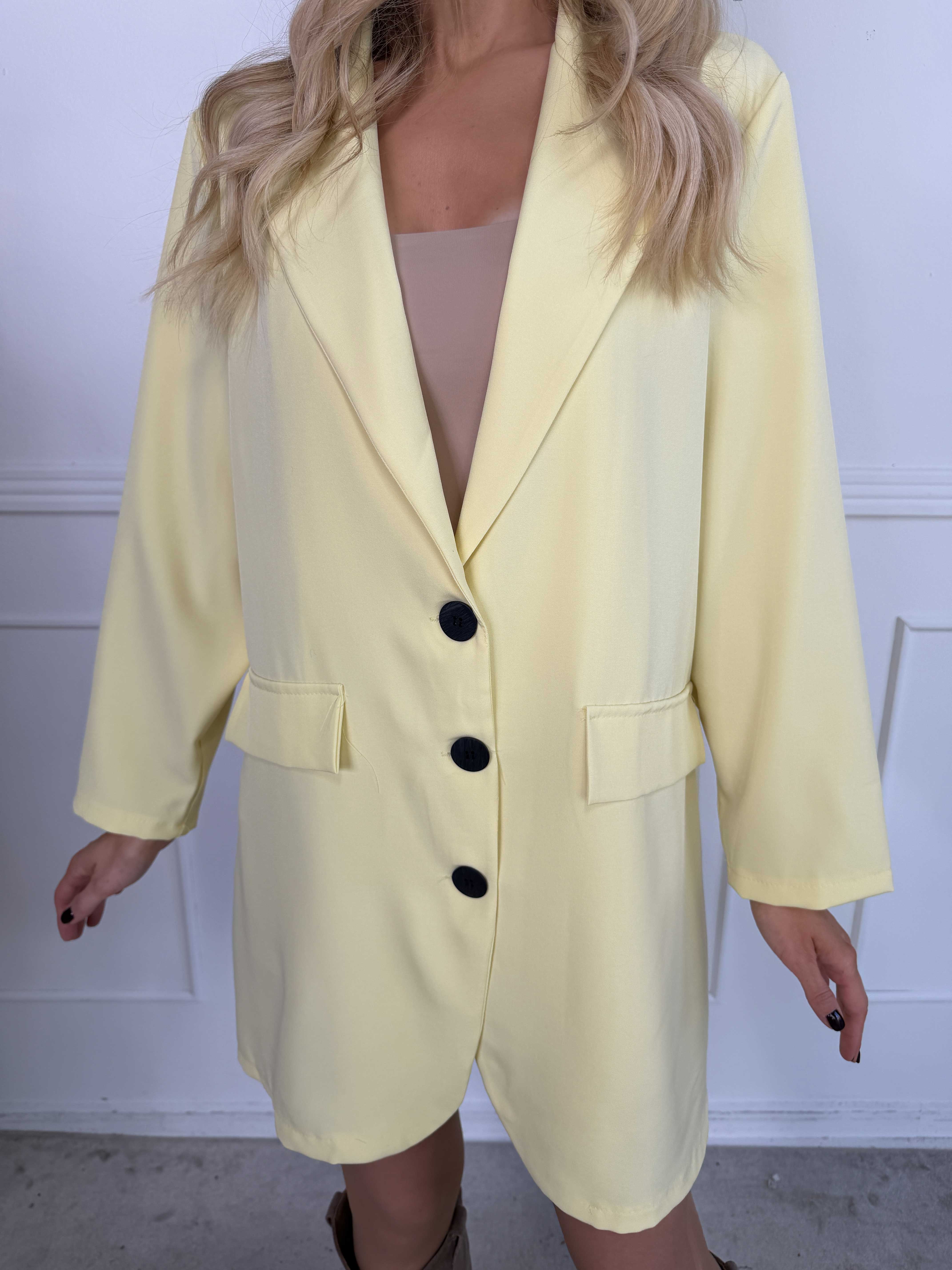 Lanthe Long Plain - Lang ensfarvet blazer