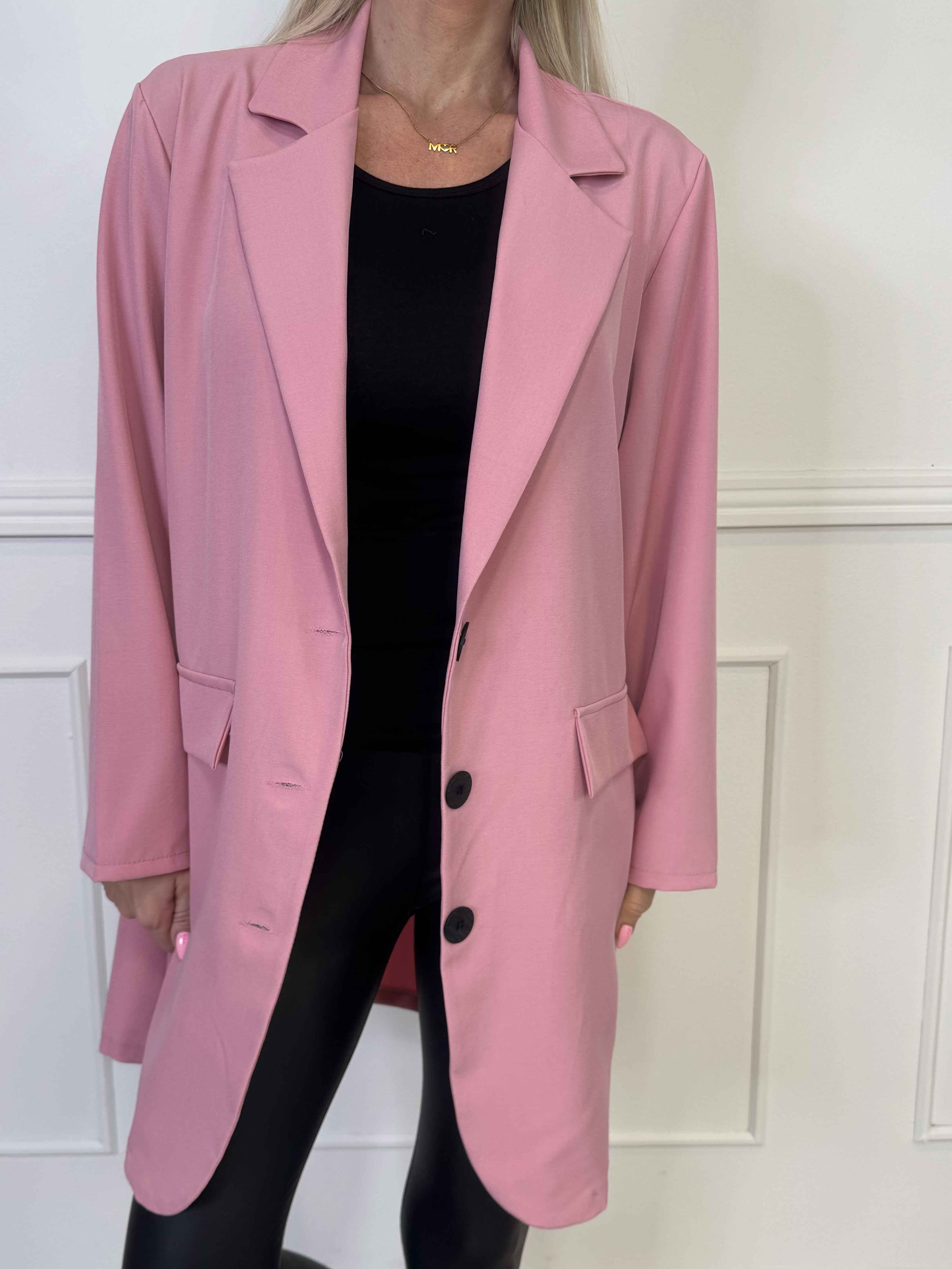 Lanthe Long Plain - Lang ensfarvet blazer