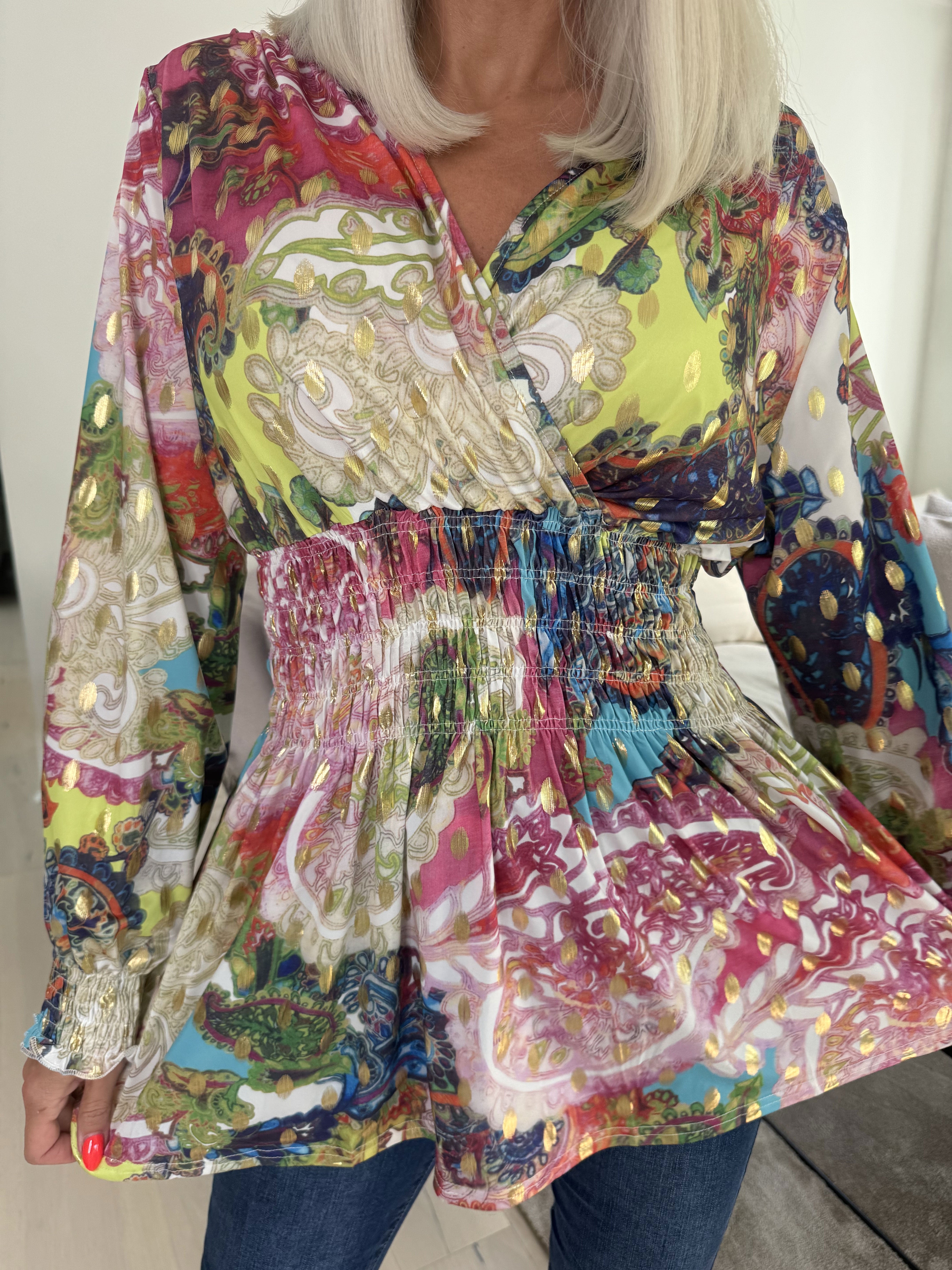 Pams Elements Shirt L/S - Elastisk bluse i krølfrit stof med lange ærmer