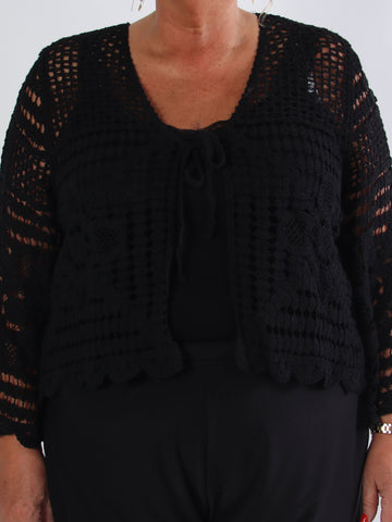 Marina - Sød hæklet plus size cardigan i bomuld