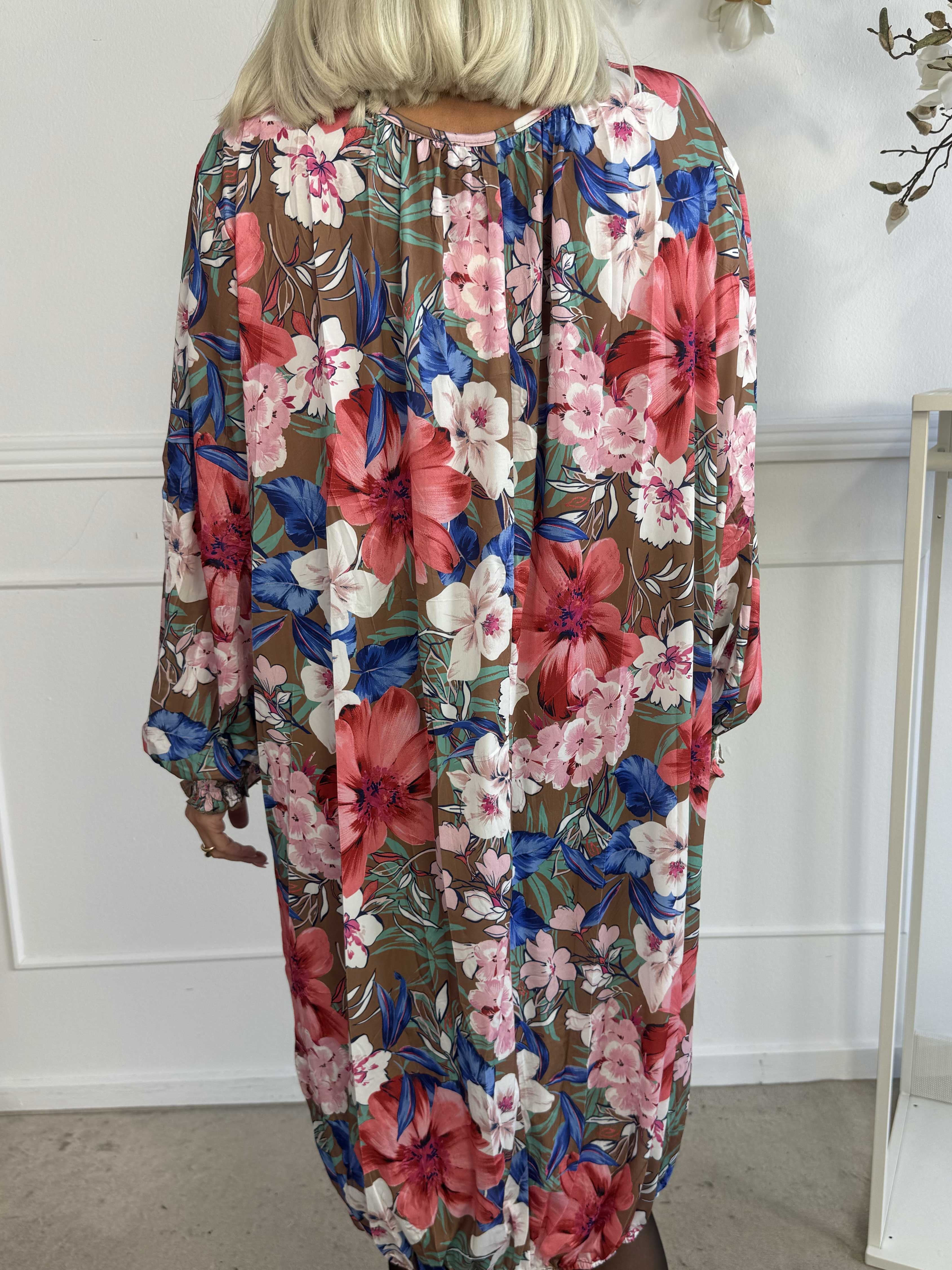 Miracle Floral Dress L/S - Elastisk blomstret kjole med lange ærmer