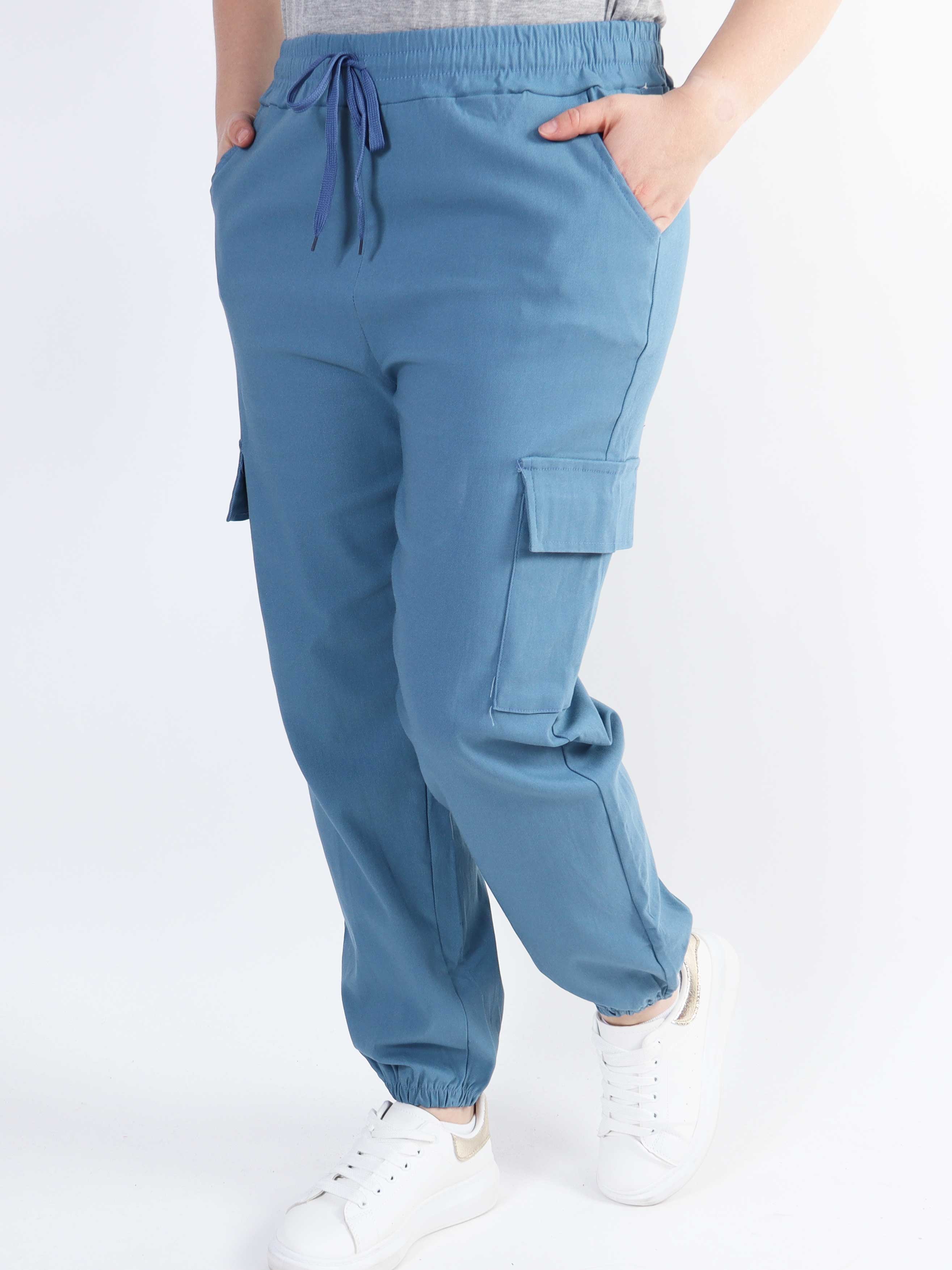 Denise Cargo - Fede bukser med lommer på siderne og elastikkant i livet