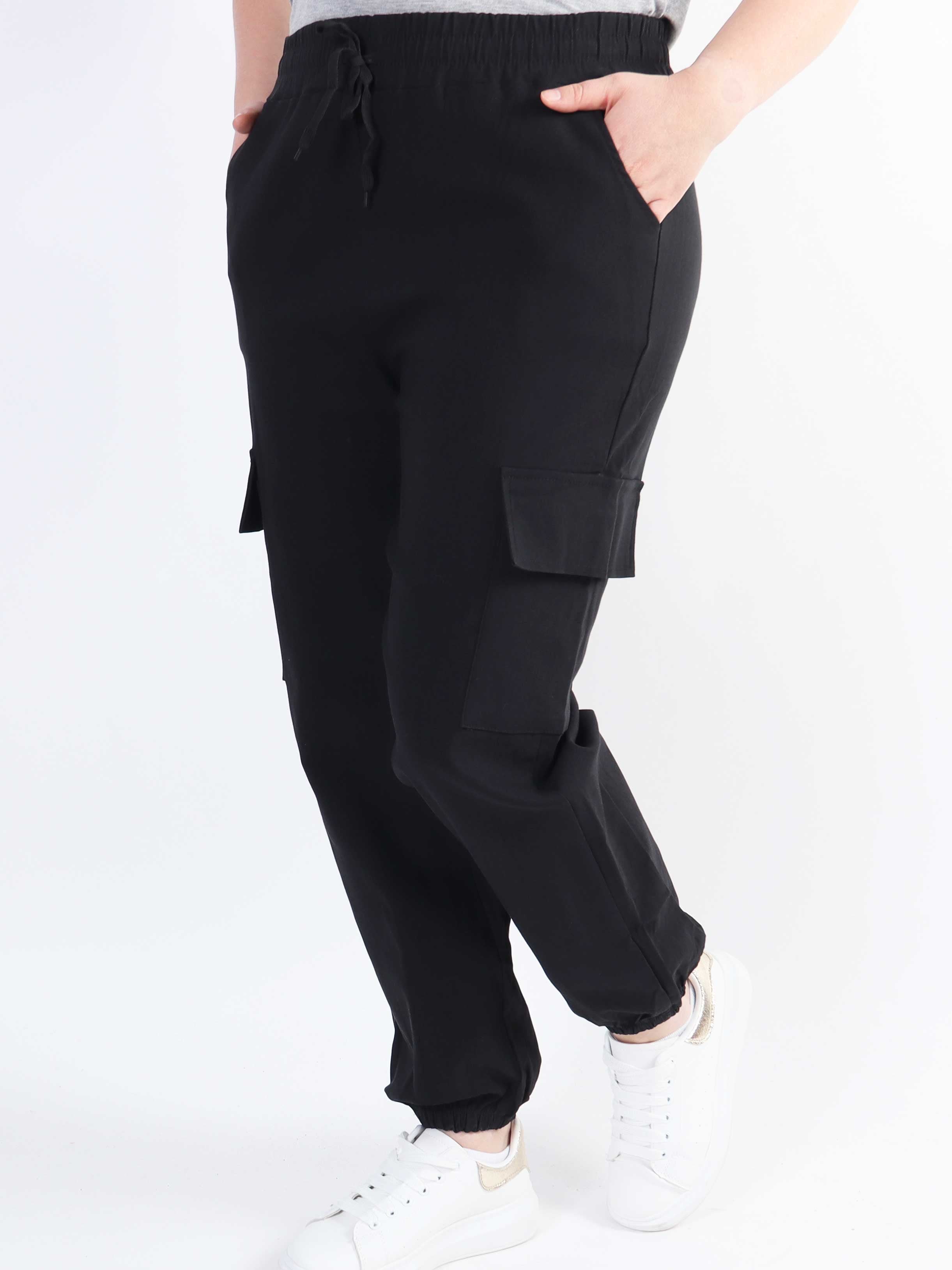 Denise Cargo - Fede bukser med lommer på siderne og elastikkant i livet