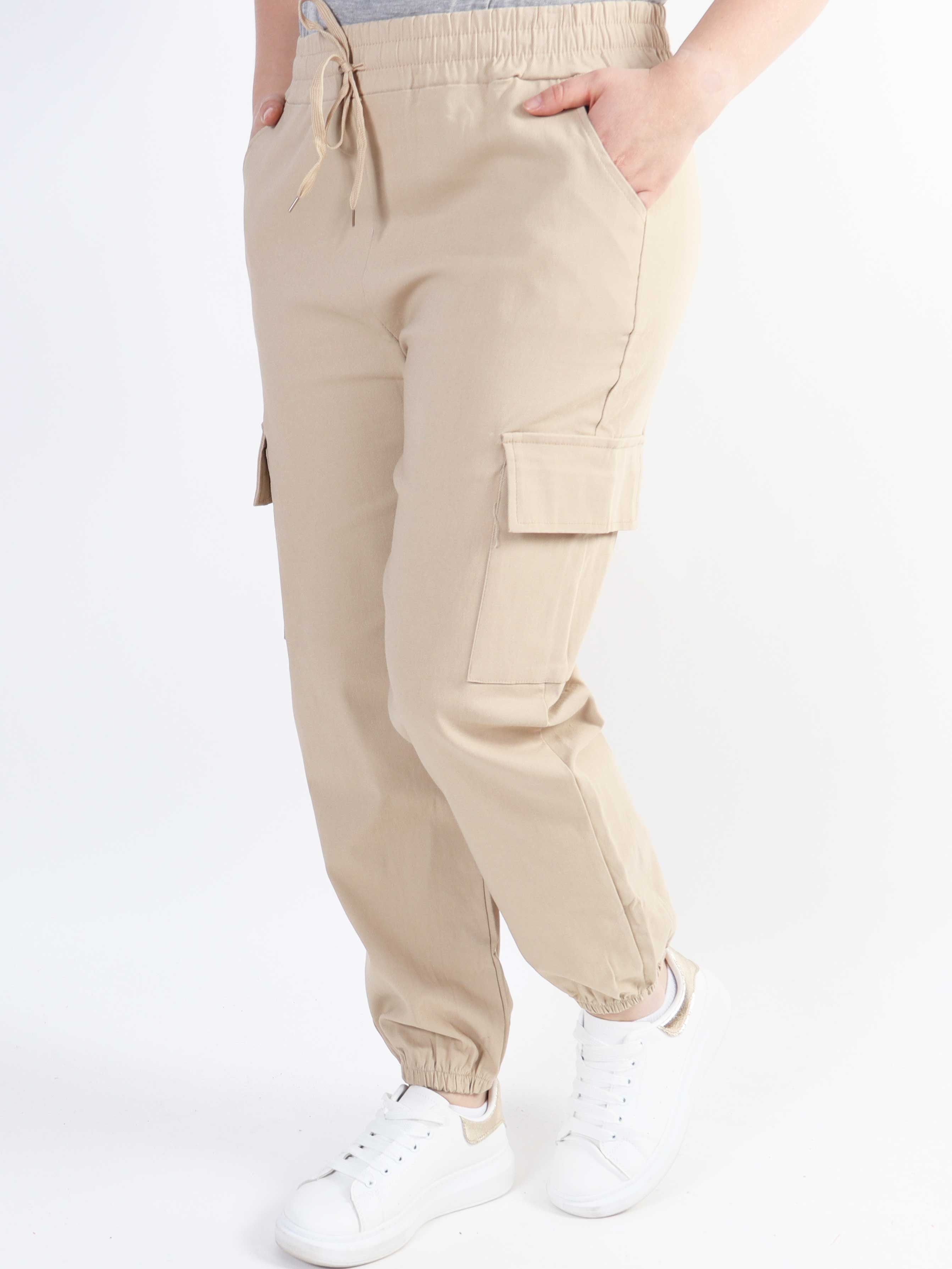 Denise Cargo - Fede bukser med lommer på siderne og elastikkant i livet
