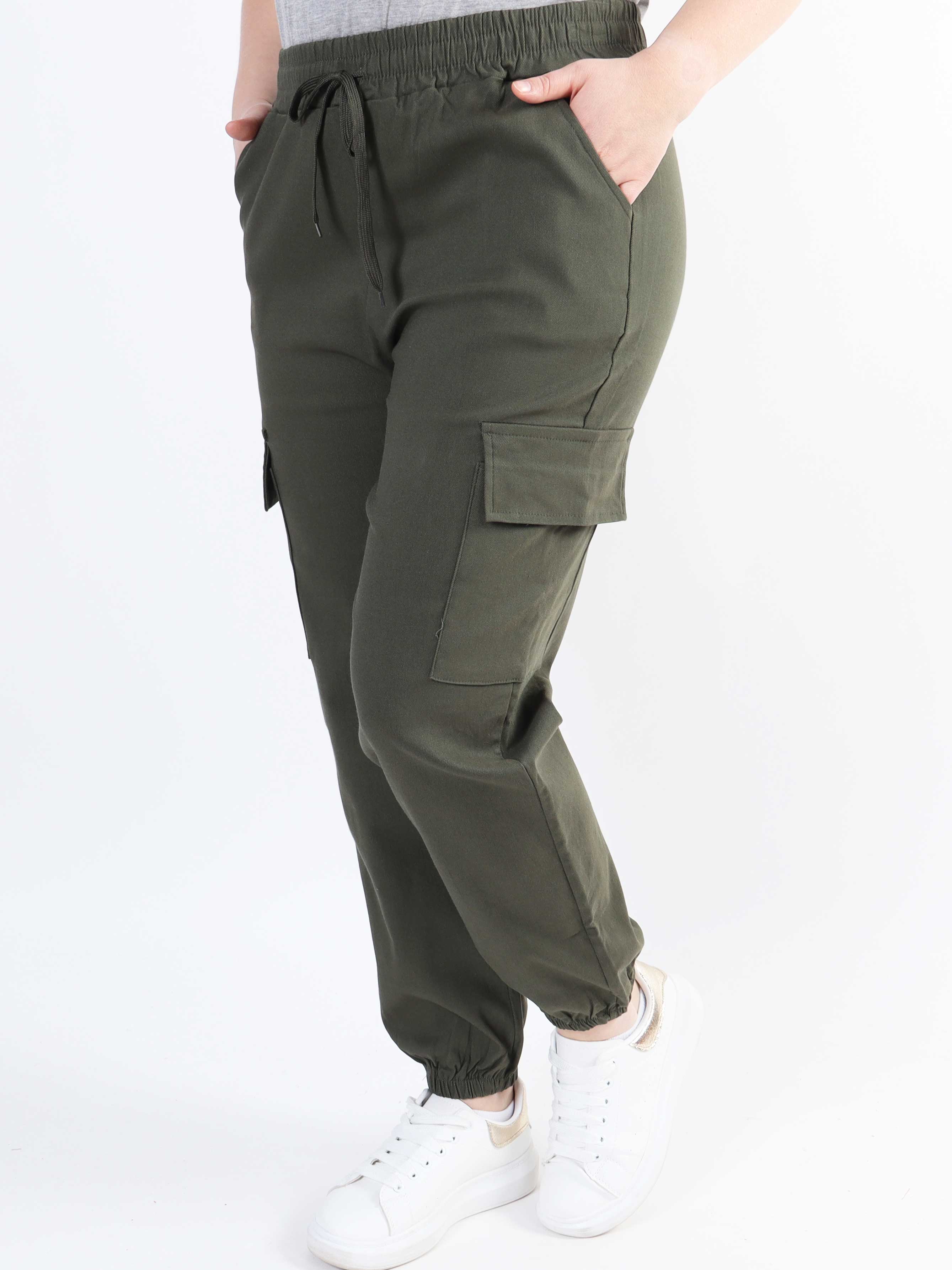 Denise Cargo - Fede bukser med lommer på siderne og elastikkant i livet