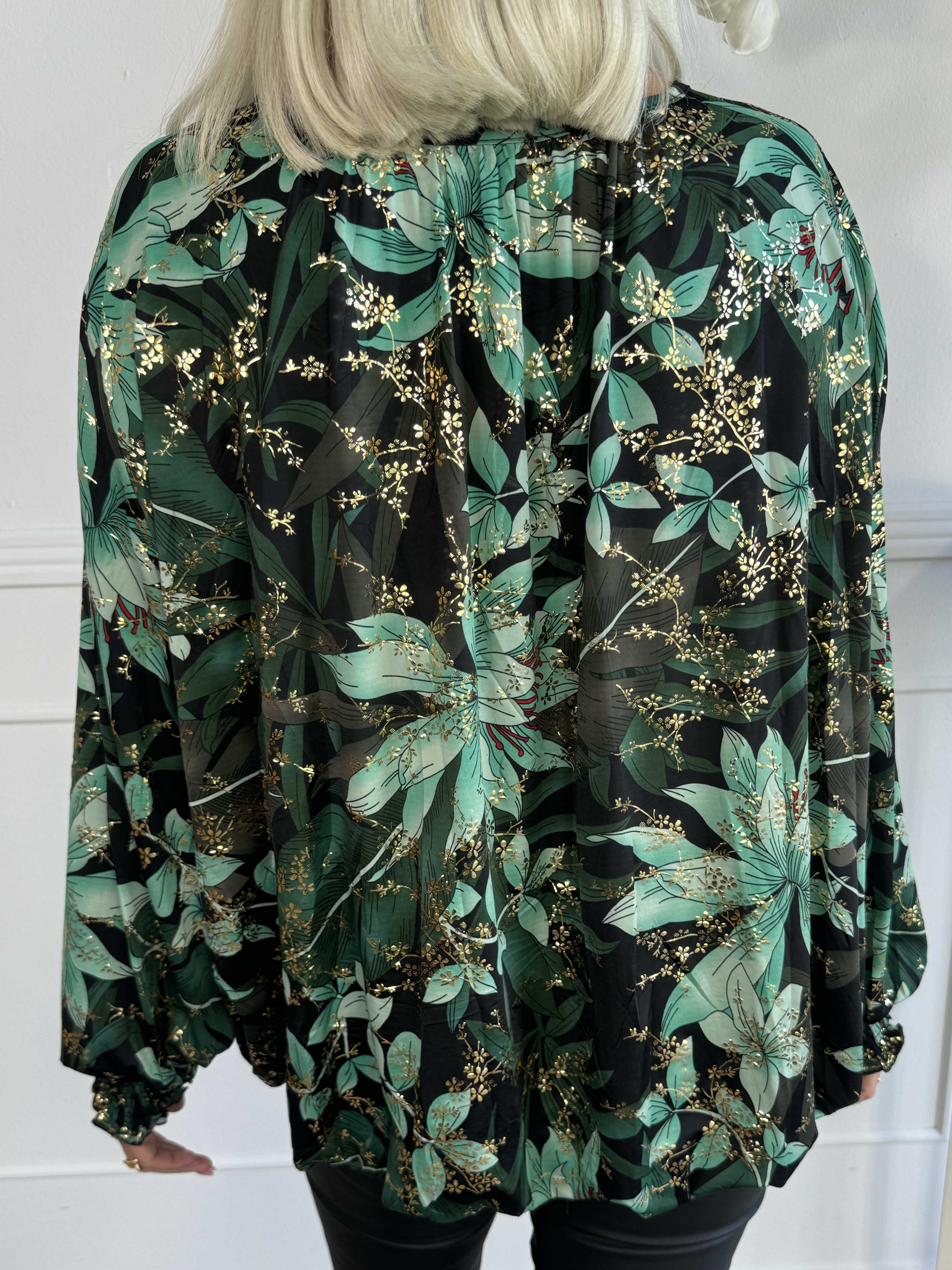 Miracle Gold Flower L/S - Blomstret elastisk bluse
