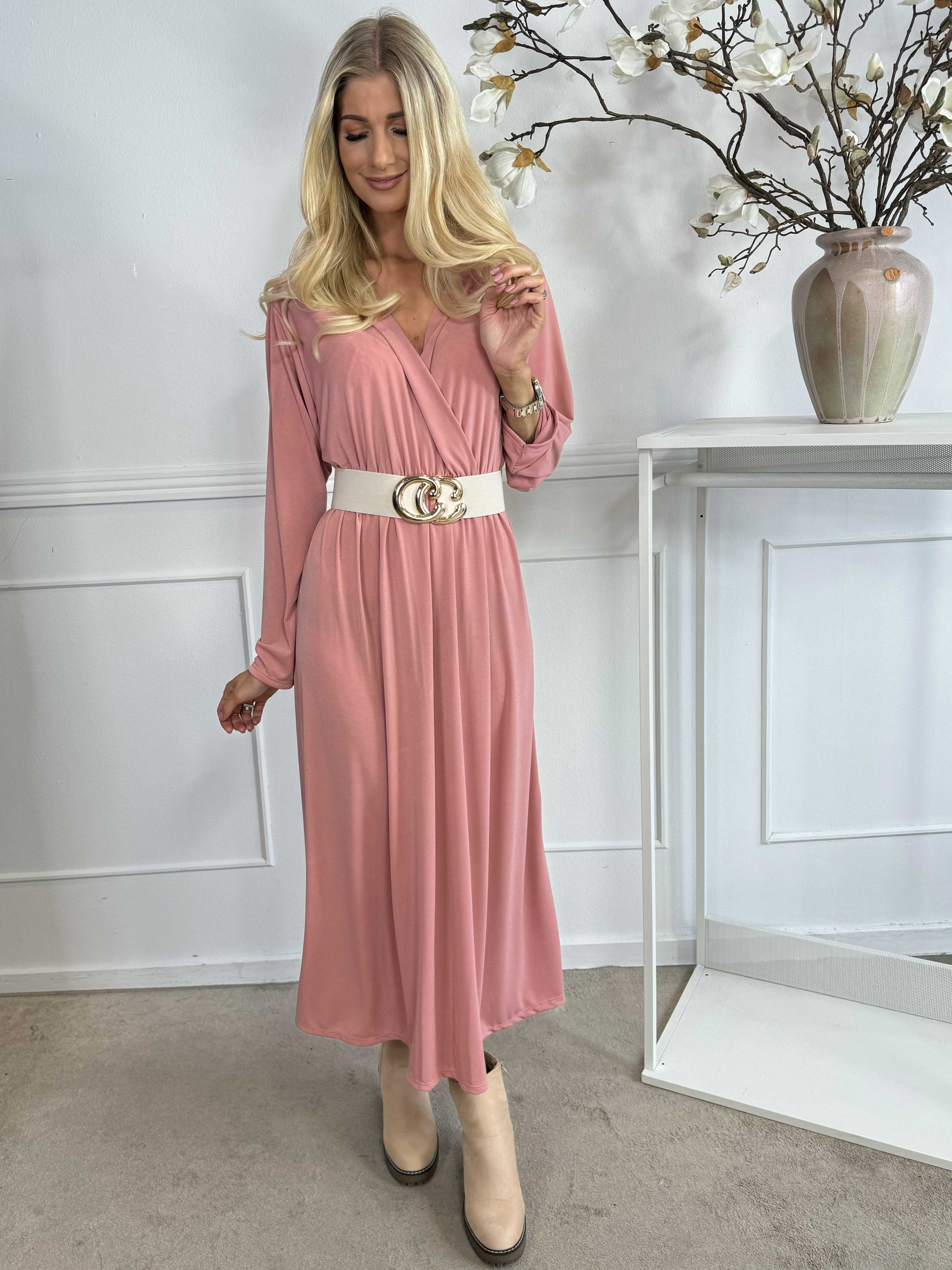 Nelly Plain - Elastisk ensfarvet kjole i viskose