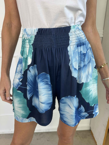 Pams Flower Shorts - Elastiske shorts med blomsterprint