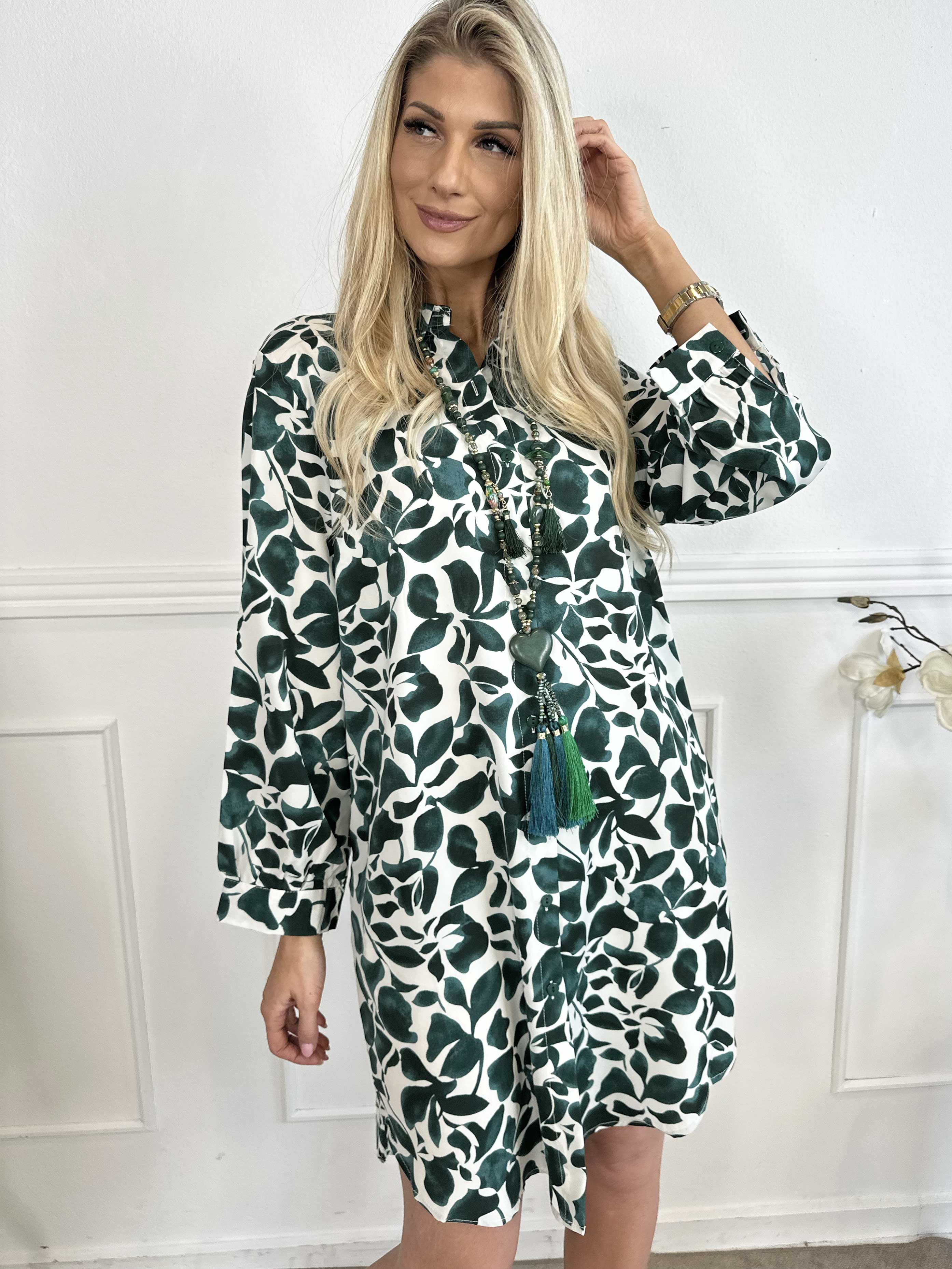 Zora - Lang mønstret skjortekjole