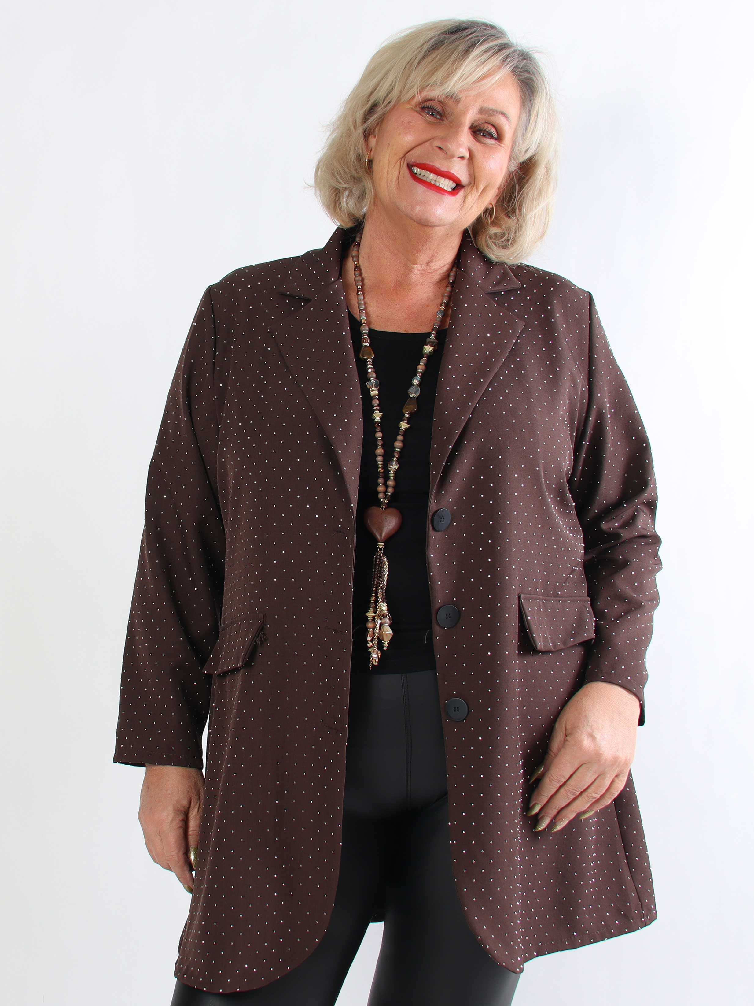 Lanthe long - Lang plus size blazer med similisten