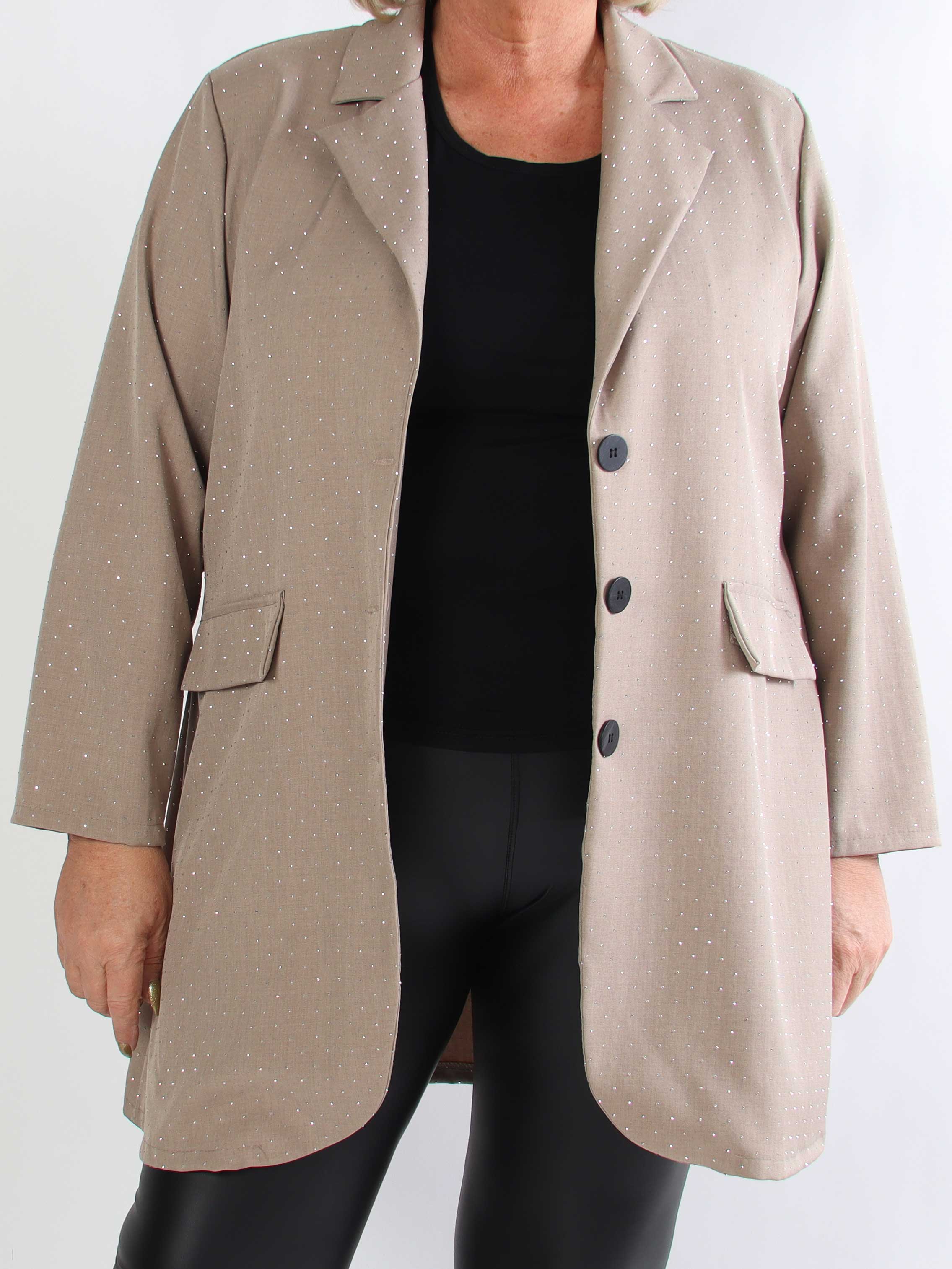Lanthe long - Lang plus size blazer med similisten