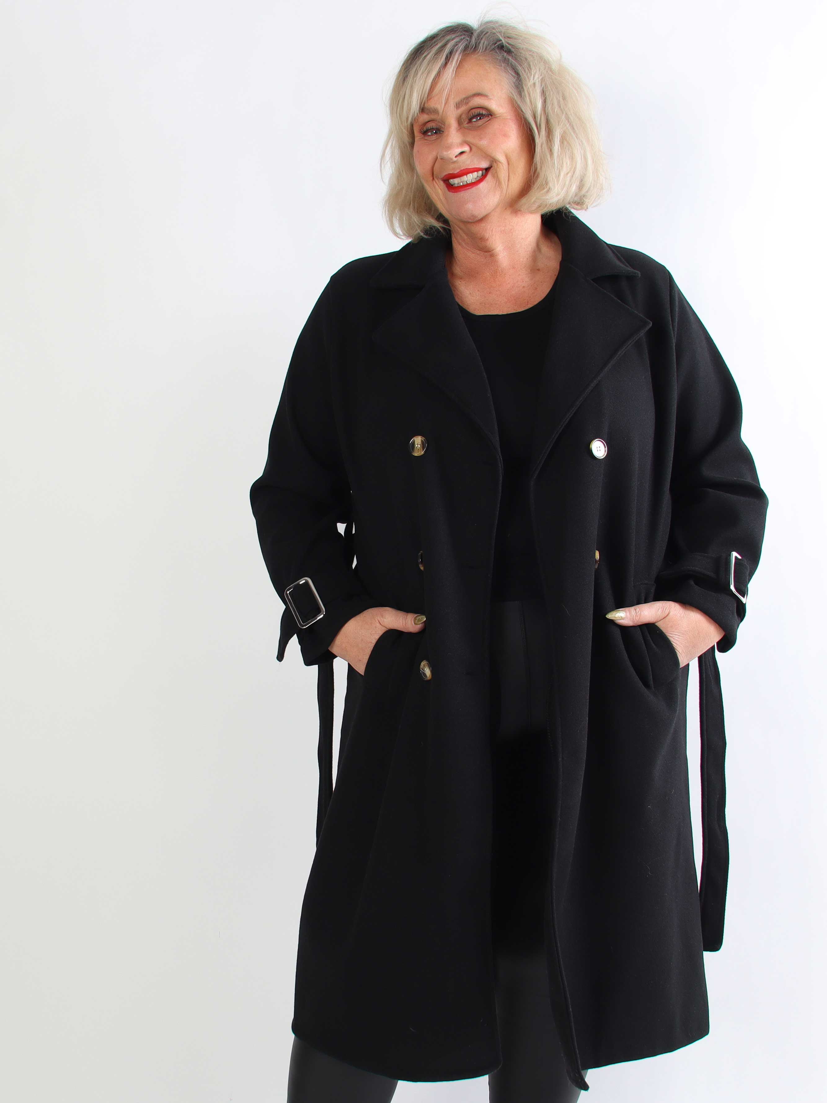 Sharpay Coat - Plus size trenchcoat med bindebånd