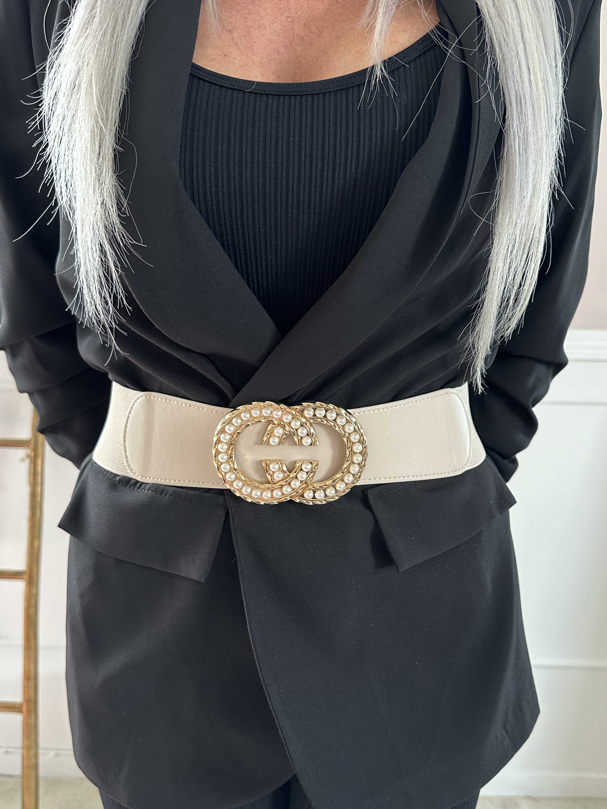 Dijana - Elastisk taljebælte med spænde og perler