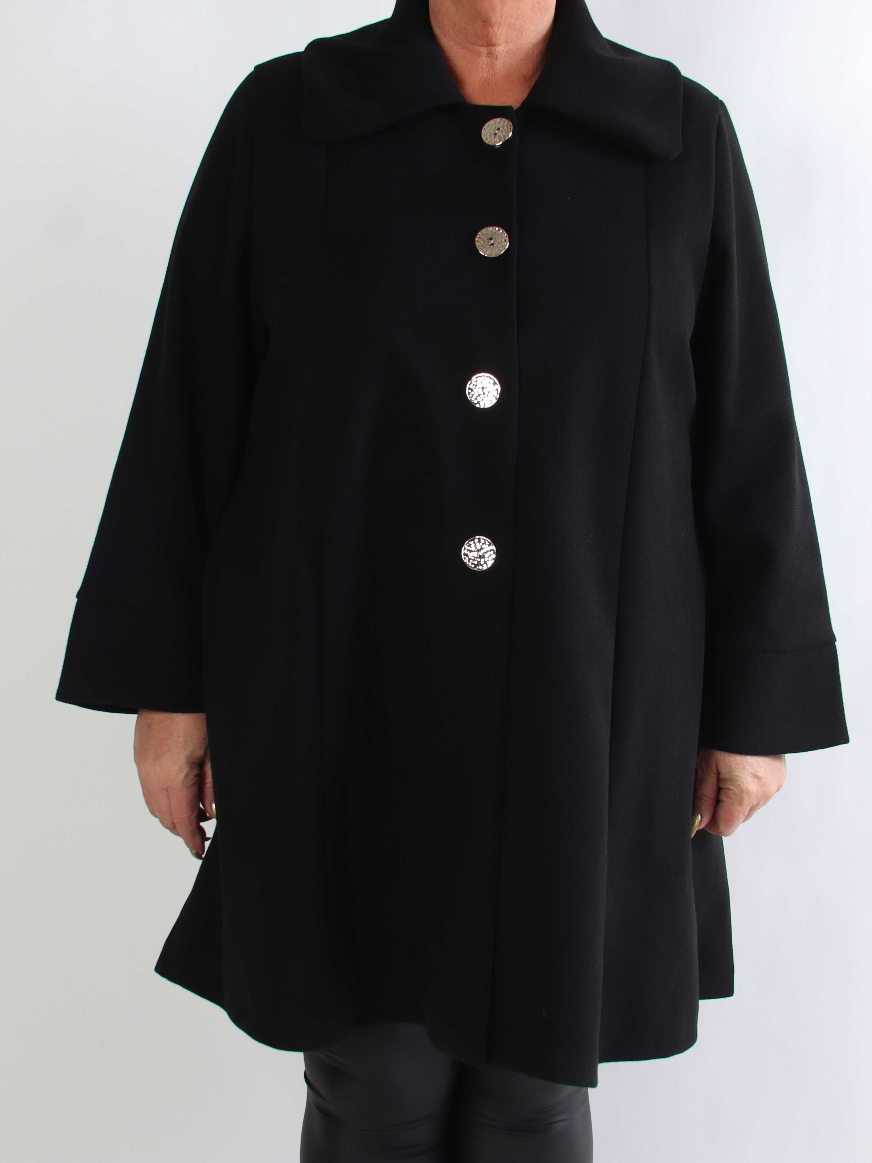 Yalena - Klassisk plus size frakke i A-facon med lommer