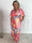 Pams Hawaii - Lang plus size kjole i elastisk stof med blomsterprint