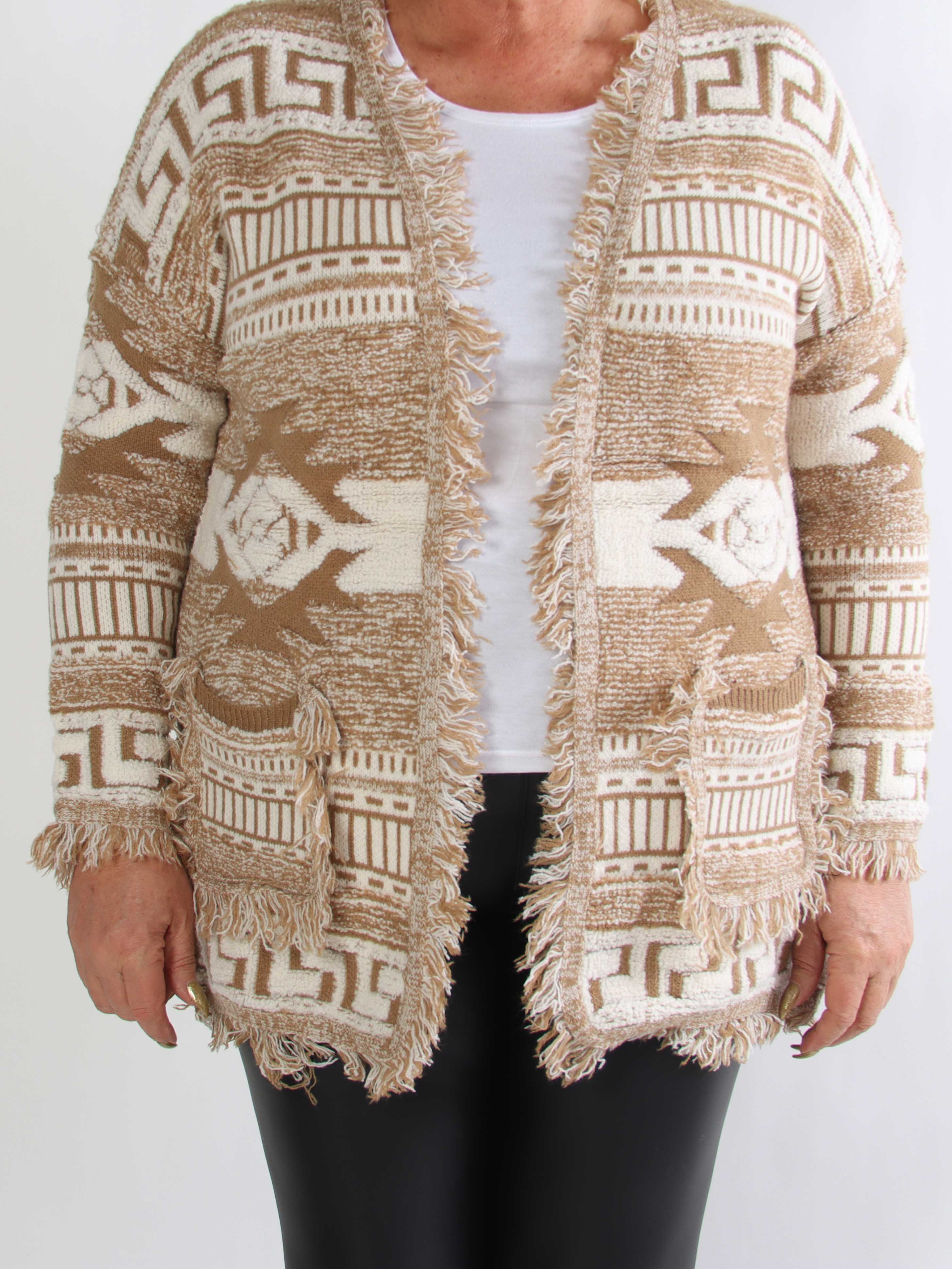 Sannie - Blød plus size cardigan med flot mønstee