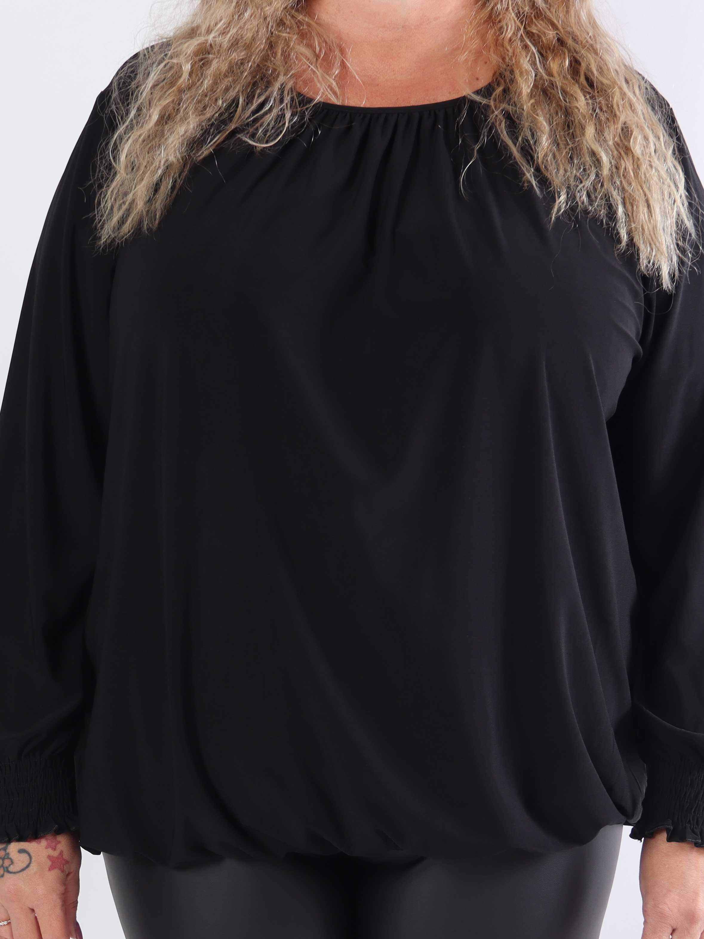 Miracle Plain L/S - Elastisk plus size bluse med lange ærmer
