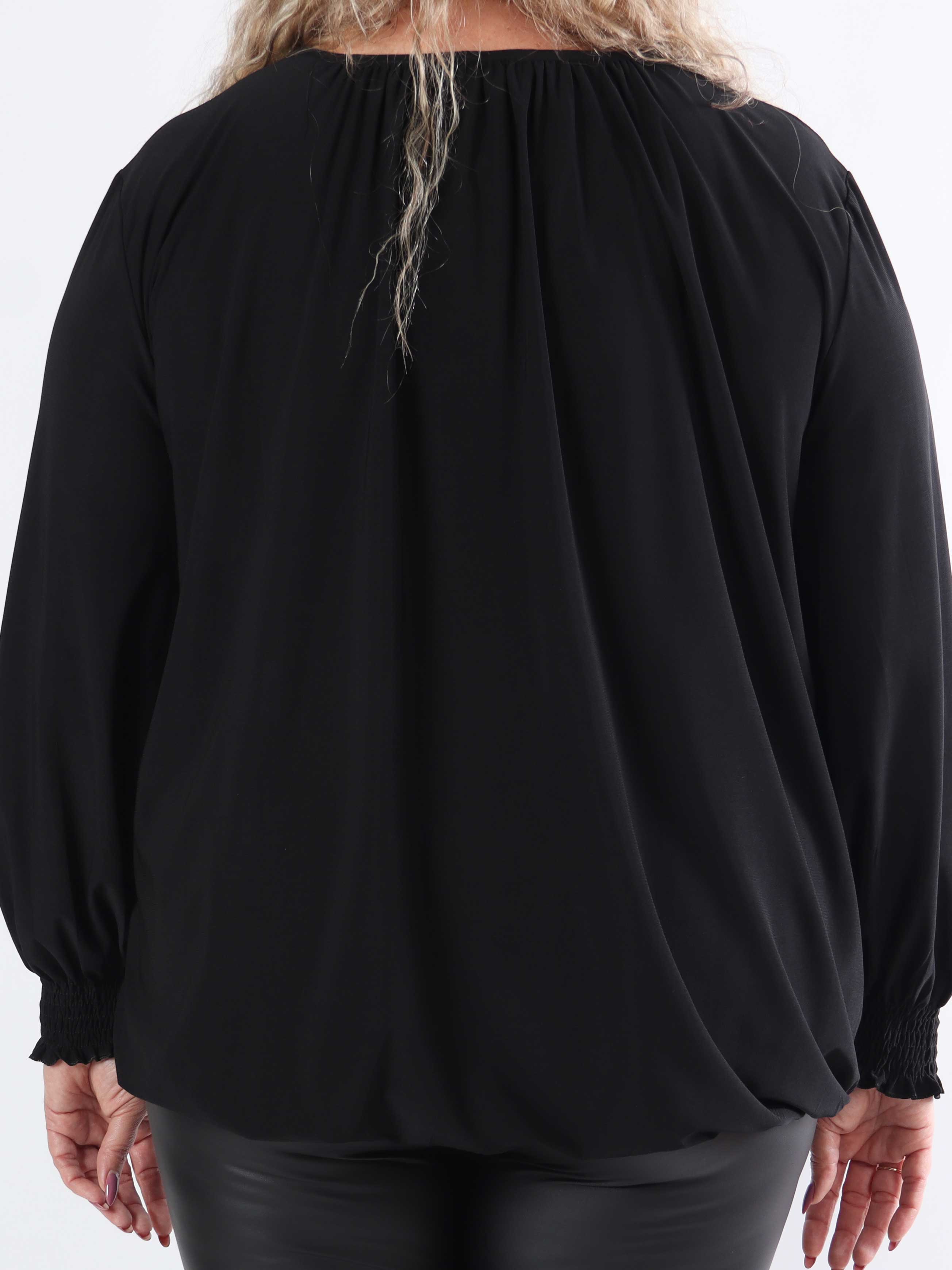 Miracle Plain L/S - Elastisk plus size bluse med lange ærmer