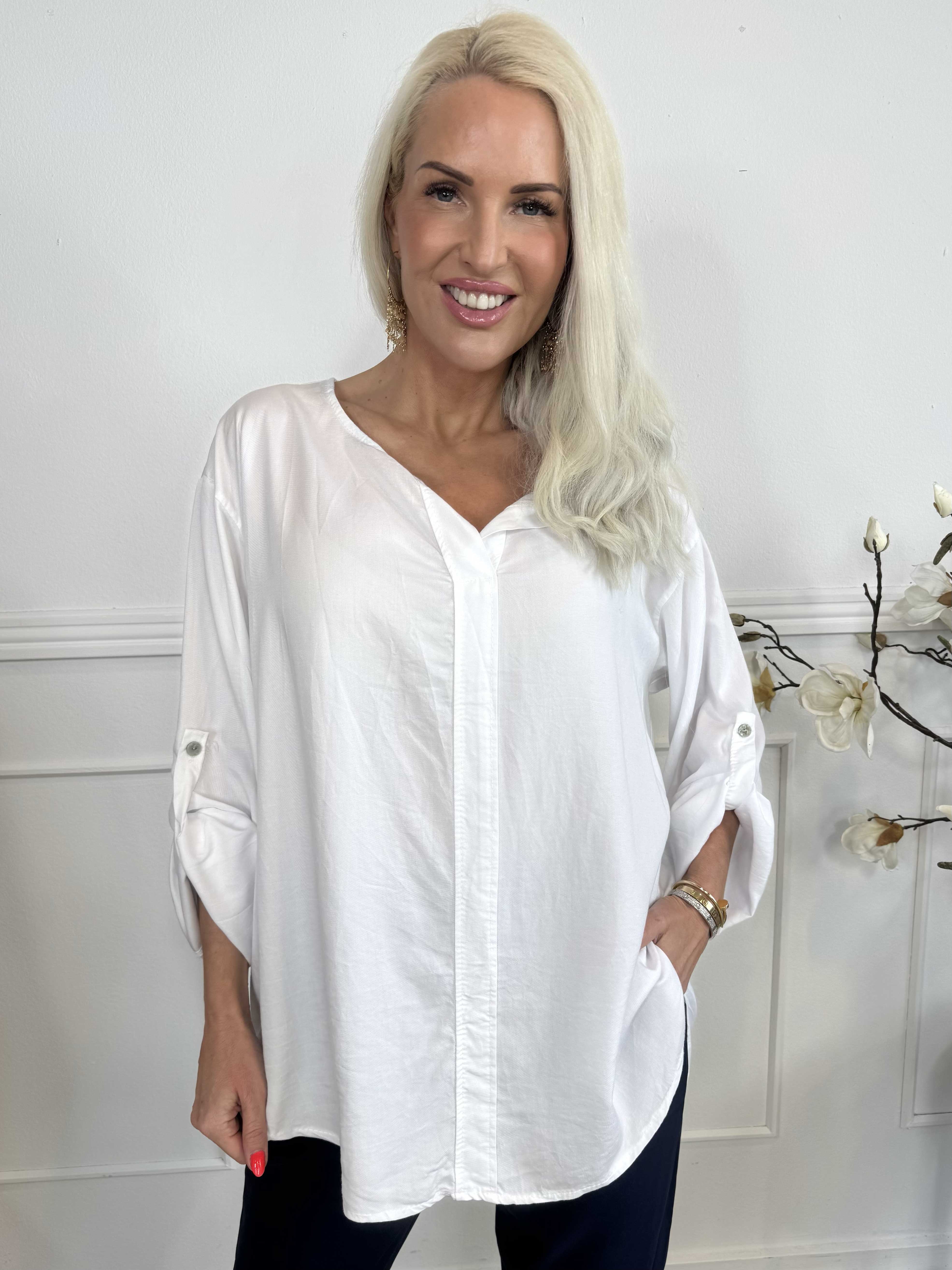 Emelda - Let plain skjorte lavet i lyocell