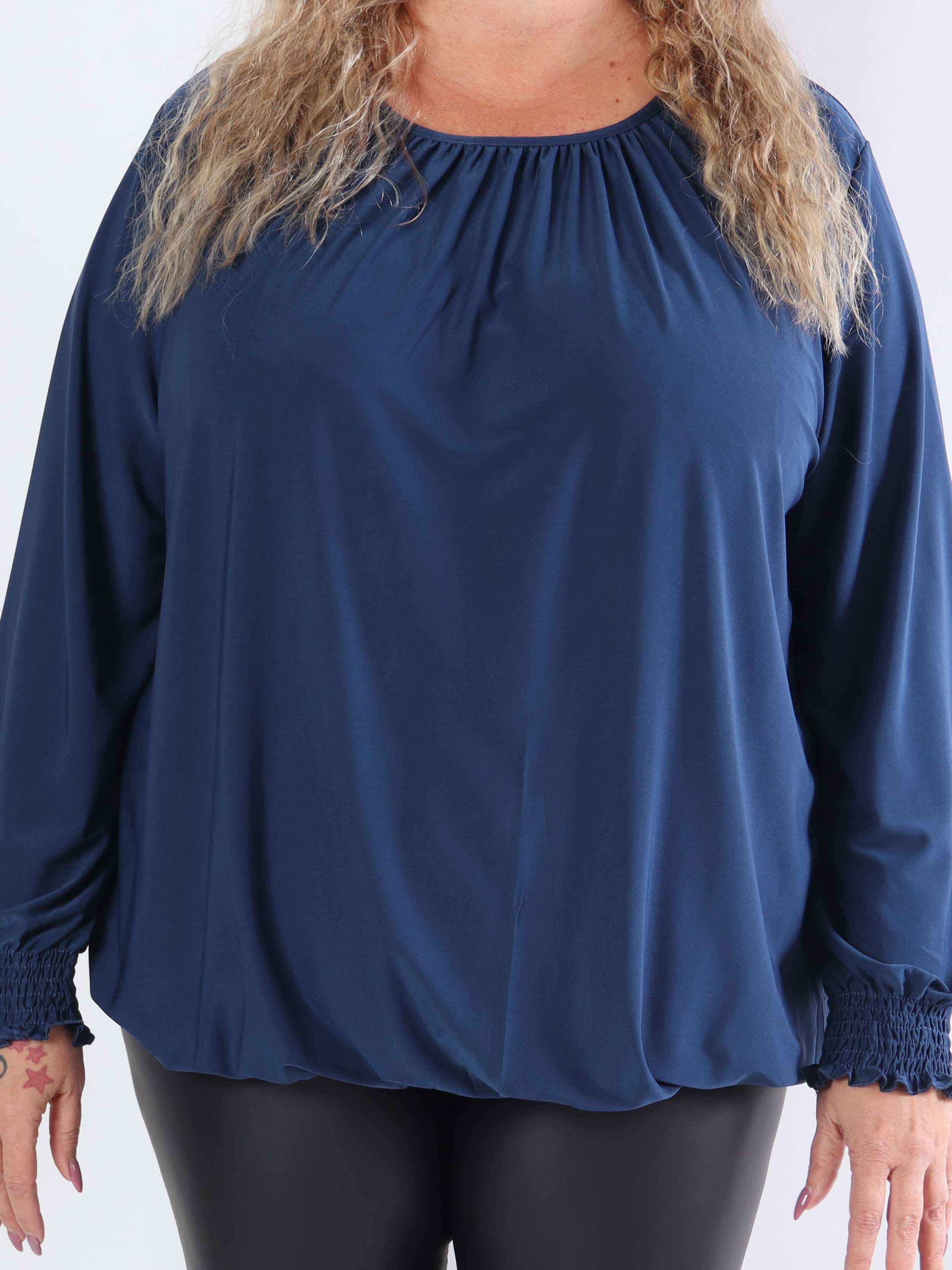 Miracle Plain L/S - Elastisk plus size bluse med lange ærmer