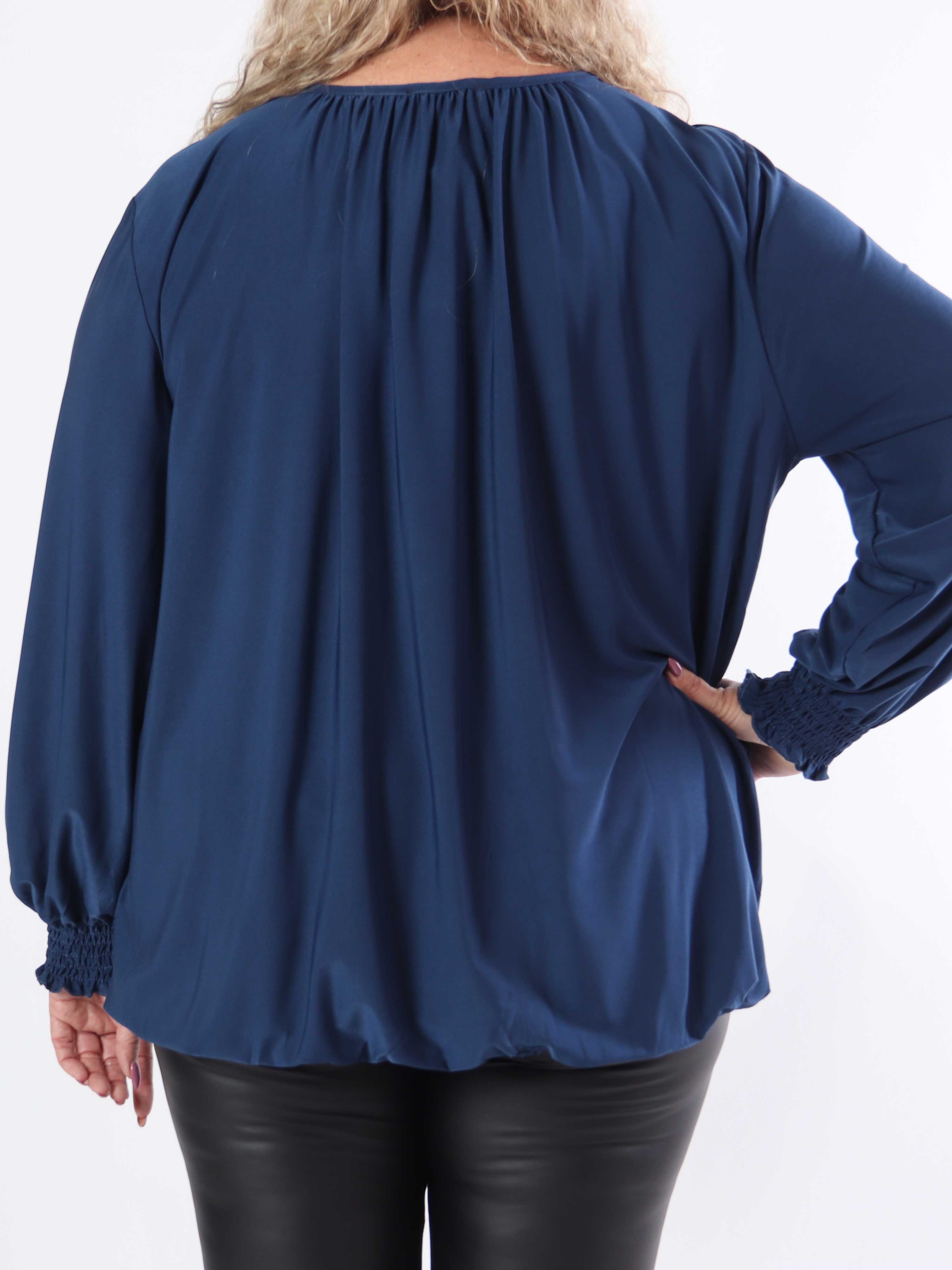 Miracle Plain L/S - Elastisk plus size bluse med lange ærmer