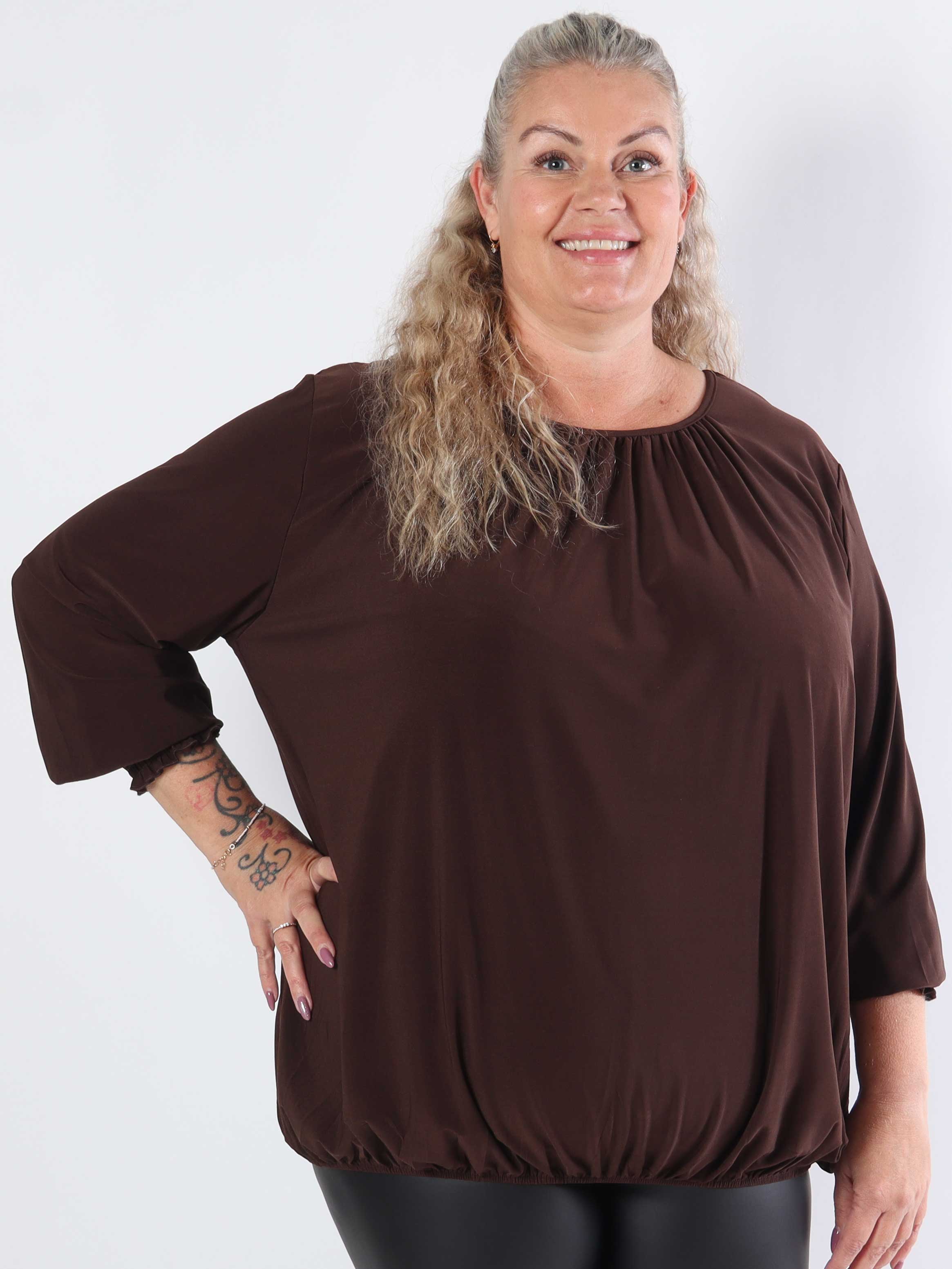 Miracle Plain L/S - Elastisk plus size bluse med lange ærmer